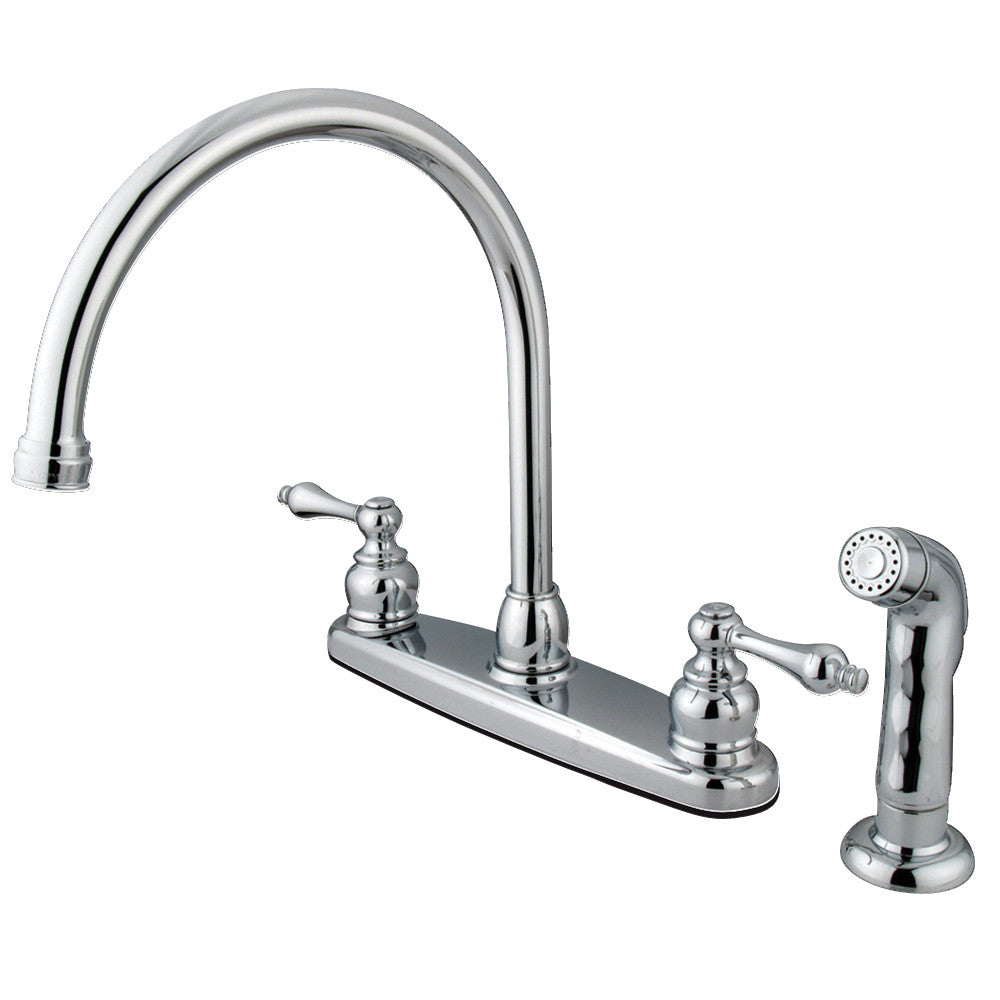 Kingston Brass KB726ALSP Vintage 8-Inch Centerset Kitchen Faucet with Pull-Down Sprayer - Perfect for Farmhouse, Cottage & Traditional Style Kitchens