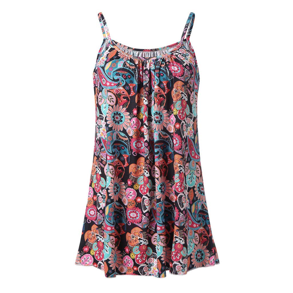 ZEFOTIM Women's Loose Casual Summer Tank Top - Floral Printed Sleeveless Blouse & Camisole for Beach, Vacation & Everyday Wear