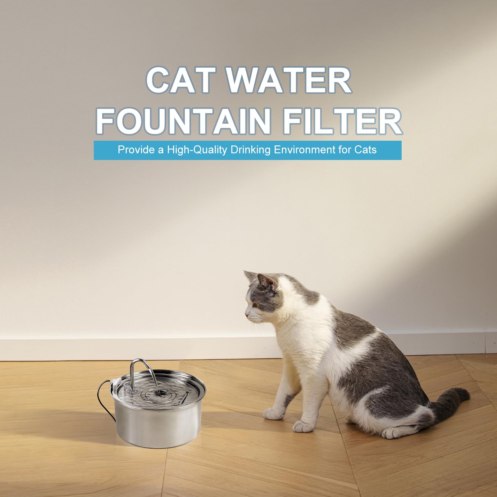 20Pcs Cat Water Fountain Replacement Filters with 10 Sponges - Compatible with 108oz/3L & 67oz/2L Stainless Steel Pet Fountains - Keep Your Pet Hydrated with Clean Filtered Water for Home & Office Use