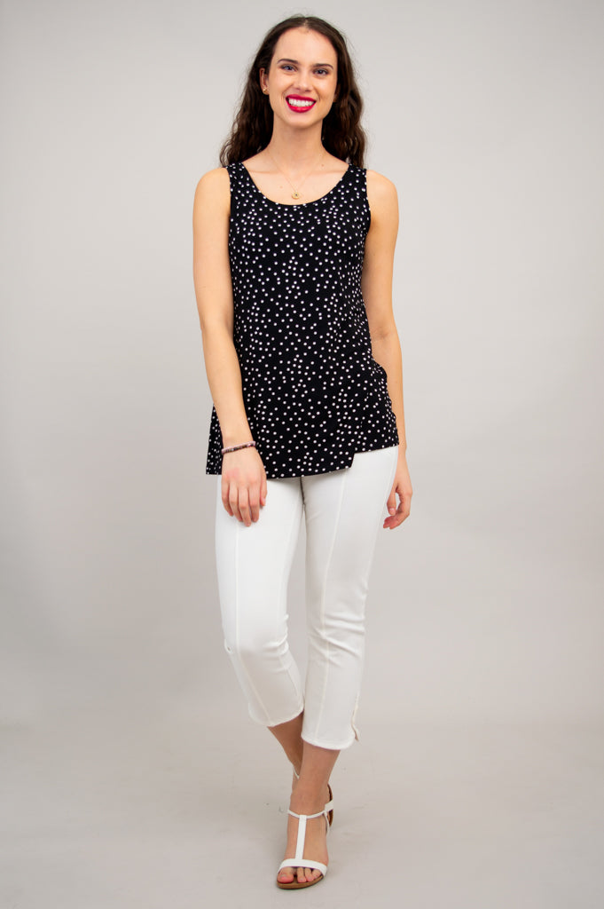 Avalon Women's Bamboo Tank Top with Polka Dot Print - Soft & Breathable Summer Casual Wear for Yoga, Running, and Everyday Comfort
