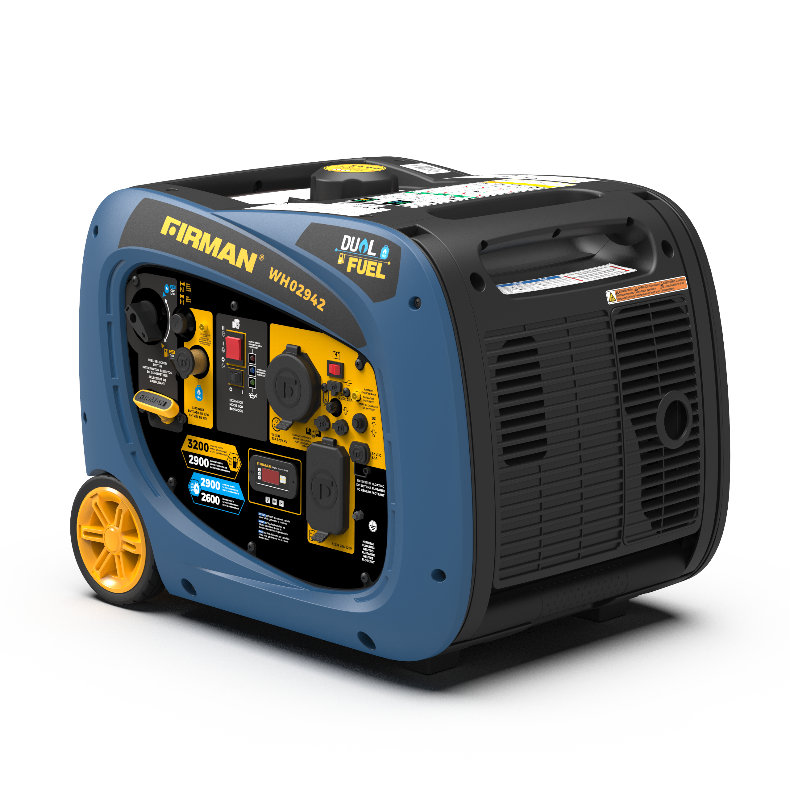 3200W Dual Fuel Inverter Generator with Electric Start - Portable Power for Camping, RV Trips & Emergency Backup