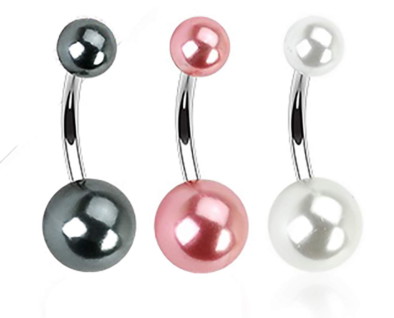 Body Accentz® 14G Faux Pearl Belly Button Rings - 10 Pack Navel Piercing Jewelry Set for Women | Perfect for Summer Outfits, Beach Wear & Belly Dance Costumes