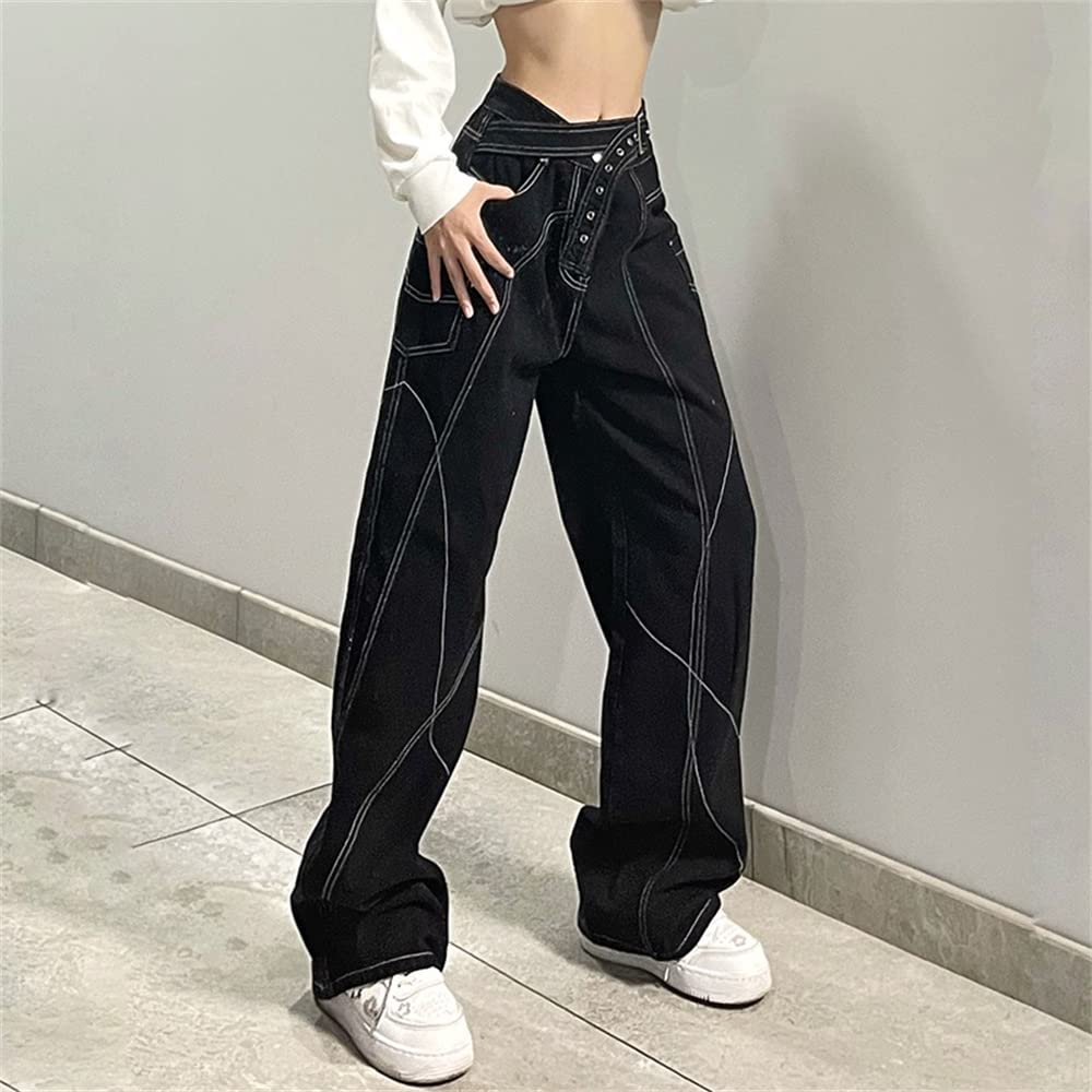 Goth Baggy Jeans for Women | High Waisted Punk Pants | Y2K Emo Style Gothic Trousers | Perfect for Concerts, Parties & Alternative Fashion