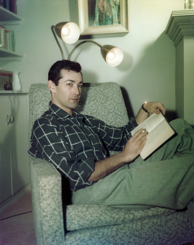 Rick Jason on The Couch Reading a Book Vintage Photo Print - 24x30 Inches Wall Art Decor for Living Room, Bedroom & Office - Classic Hollywood Actor Poster for Movie Fans & Collectors