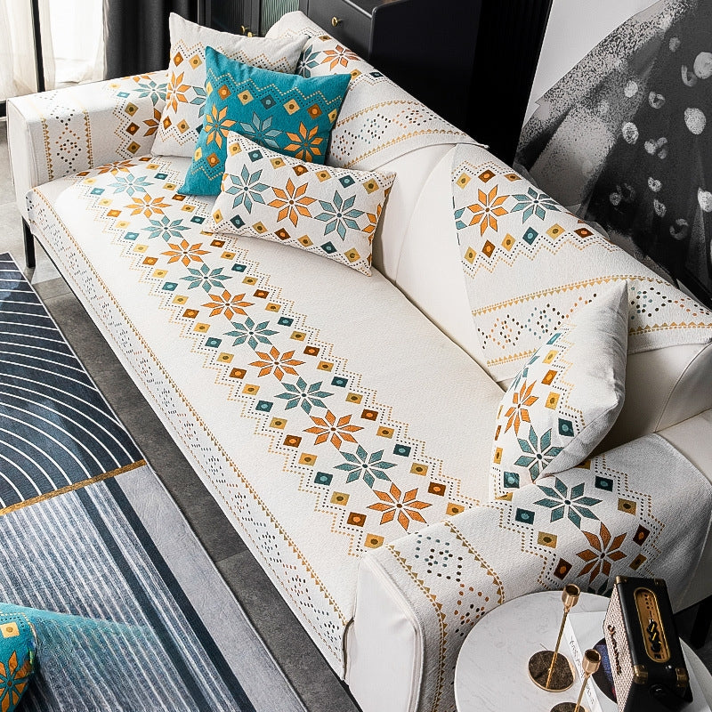 Boho Chenille Sofa Couch Cushion Cover - Soft & Stylish Home Decor for Living Room, Bedroom, or Dorm - Machine Washable & Durable Fabric