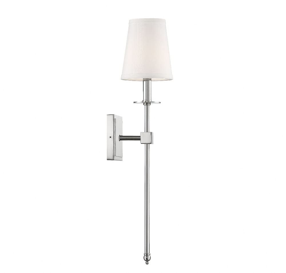 Bohemian Metal Crystal Wall Sconce with White Fabric Shade - 24