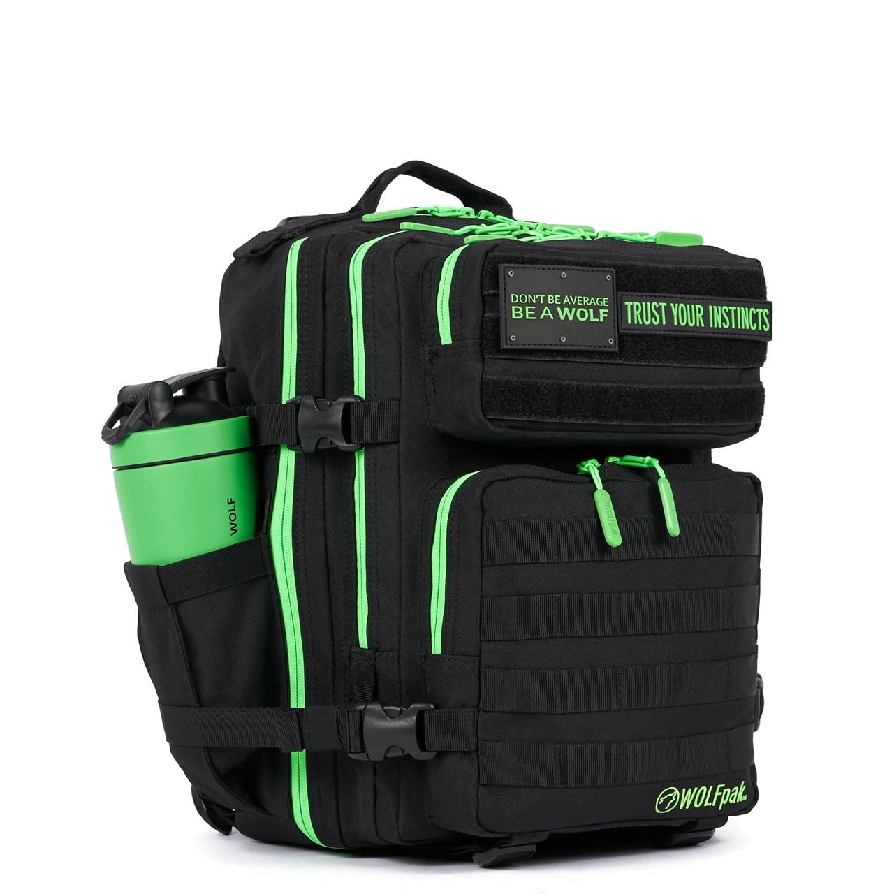 WOLFpak 25L Tactical Backpack - Durable Waterproof Hiking Backpack for Men & Women (Black Neon Green) - Perfect for Outdoor Adventures, Travel & Daily Commute