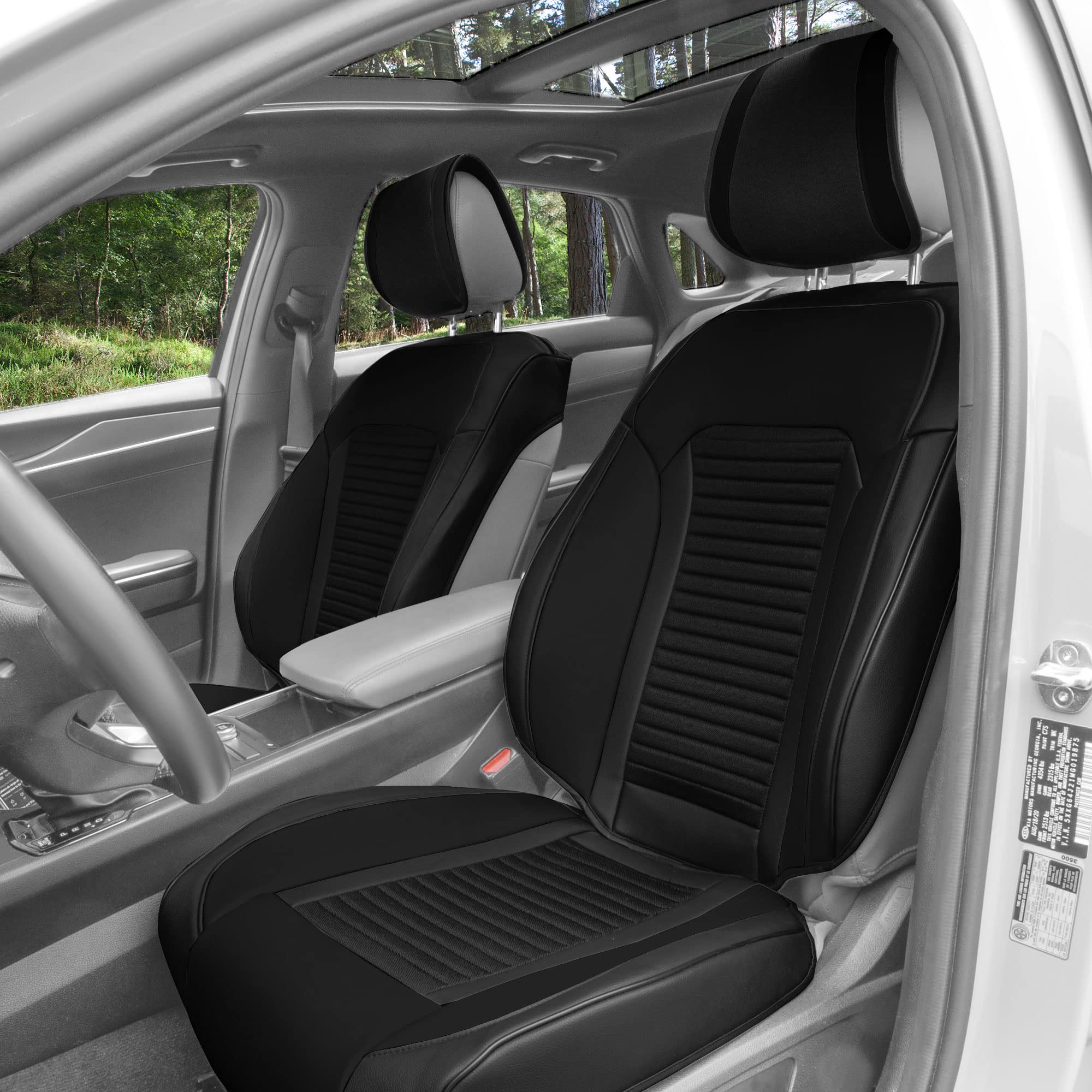 FH Group 2-Pack Universal Faux Leather Car Seat Covers - Waterproof Seat Cushion Protectors for Cars, Trucks & SUVs | Premium Front Seat Protectors for Comfort & Style | Perfect for Daily Commute, Road Trips & Pet Protection