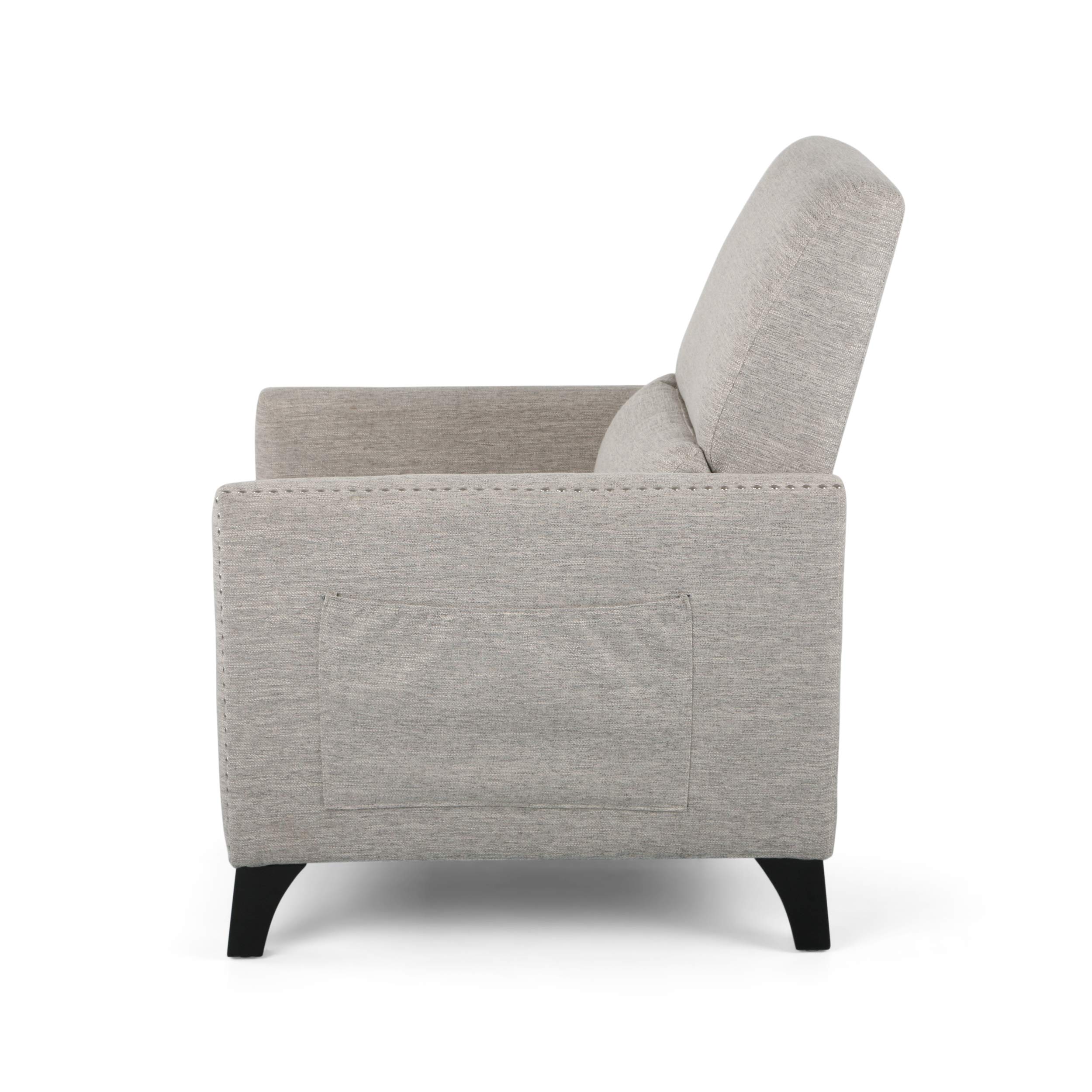 Christopher Knight Home Alexis Contemporary Fabric Push Back Recliner - Light Gray & Dark Brown - Modern Living Room Furniture for Relaxation & Comfort