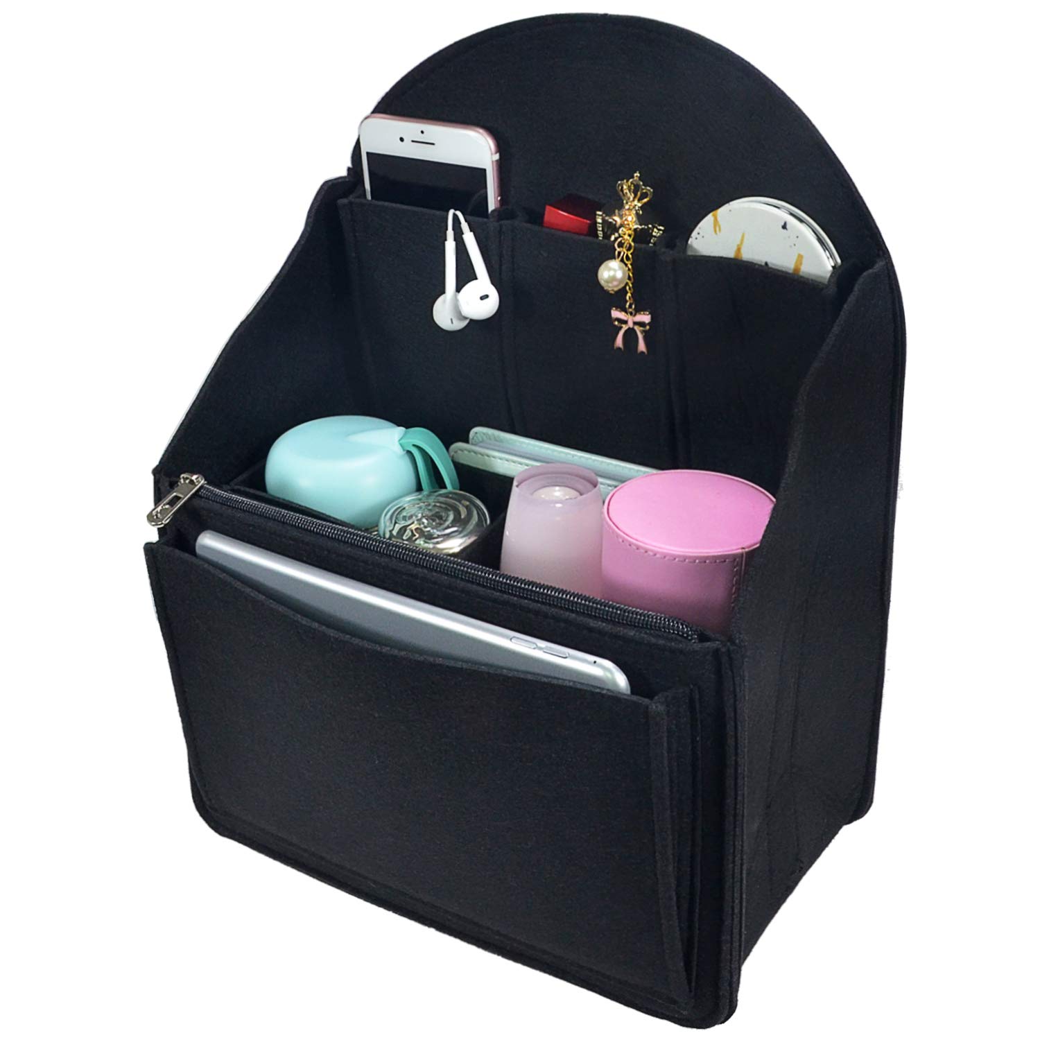Felt Backpack Organizer Insert for Men & Women - Small Black for Travel & Work