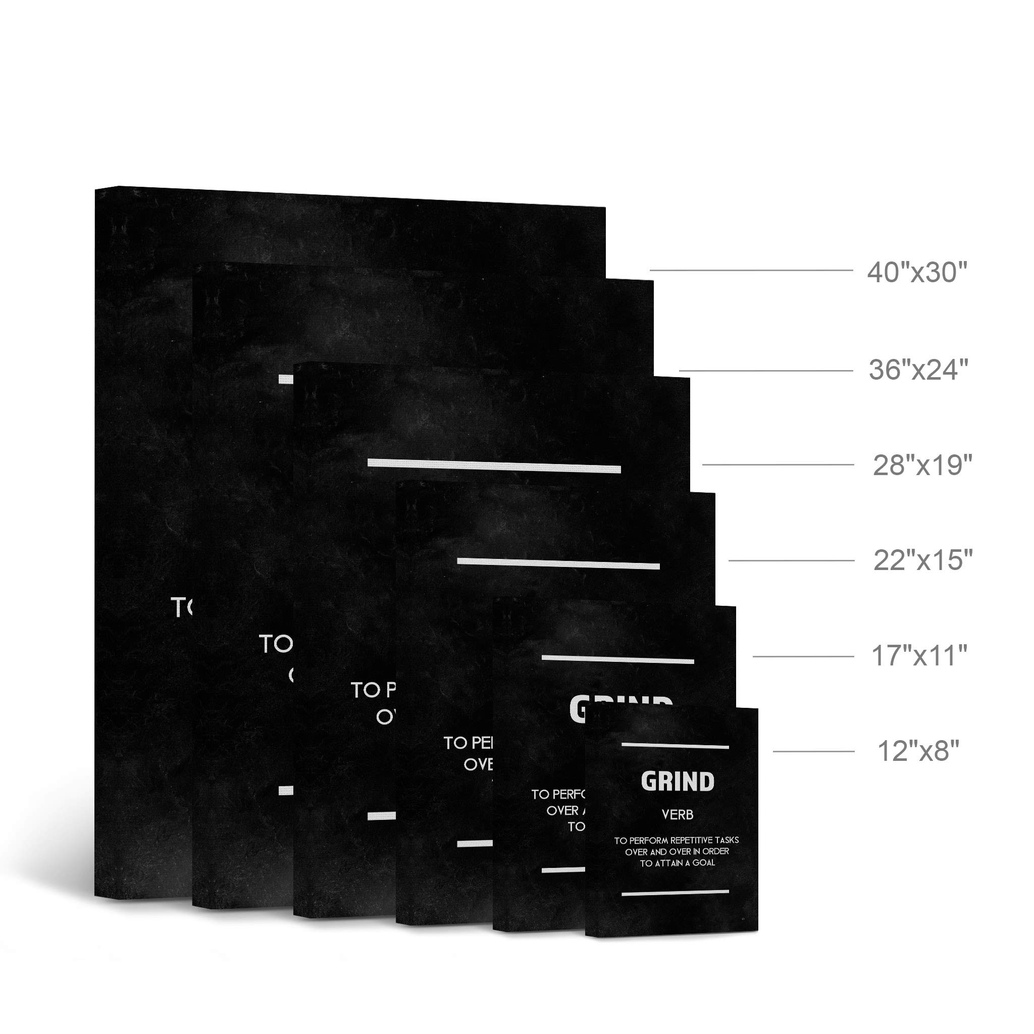 Grind Definition Dictionary Black Motivational Canvas Wall Art - Inspirational Office Decor for Entrepreneurs - Modern Canvas Print Ready to Hang (36x24) - Perfect for Home Office, Business Spaces & Motivational Gifts