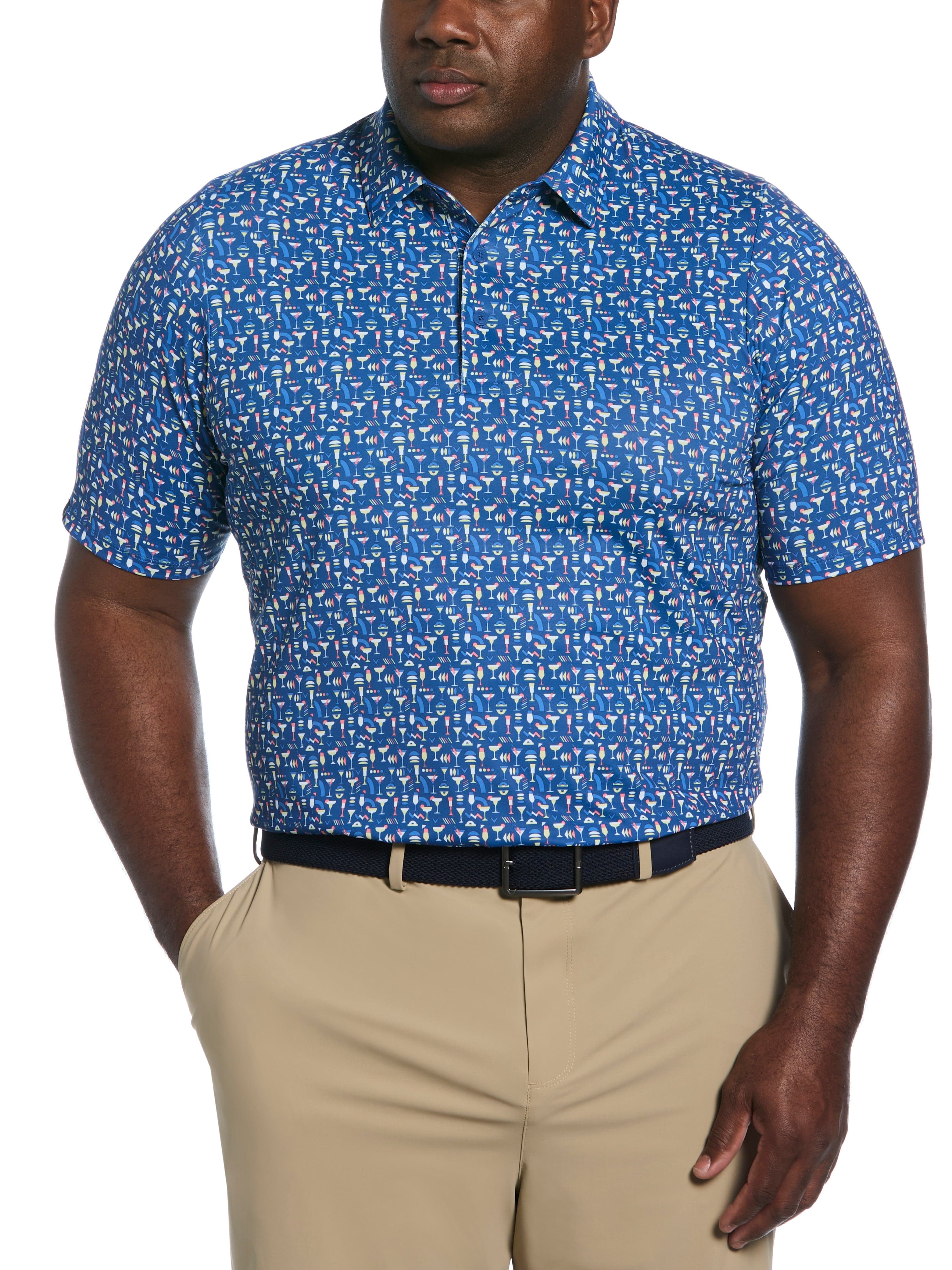 Big & Tall Cocktail Print Polo Shirt for Men - Stylish Hawaiian-Inspired Casual Wear for Beach Parties & Summer Outings