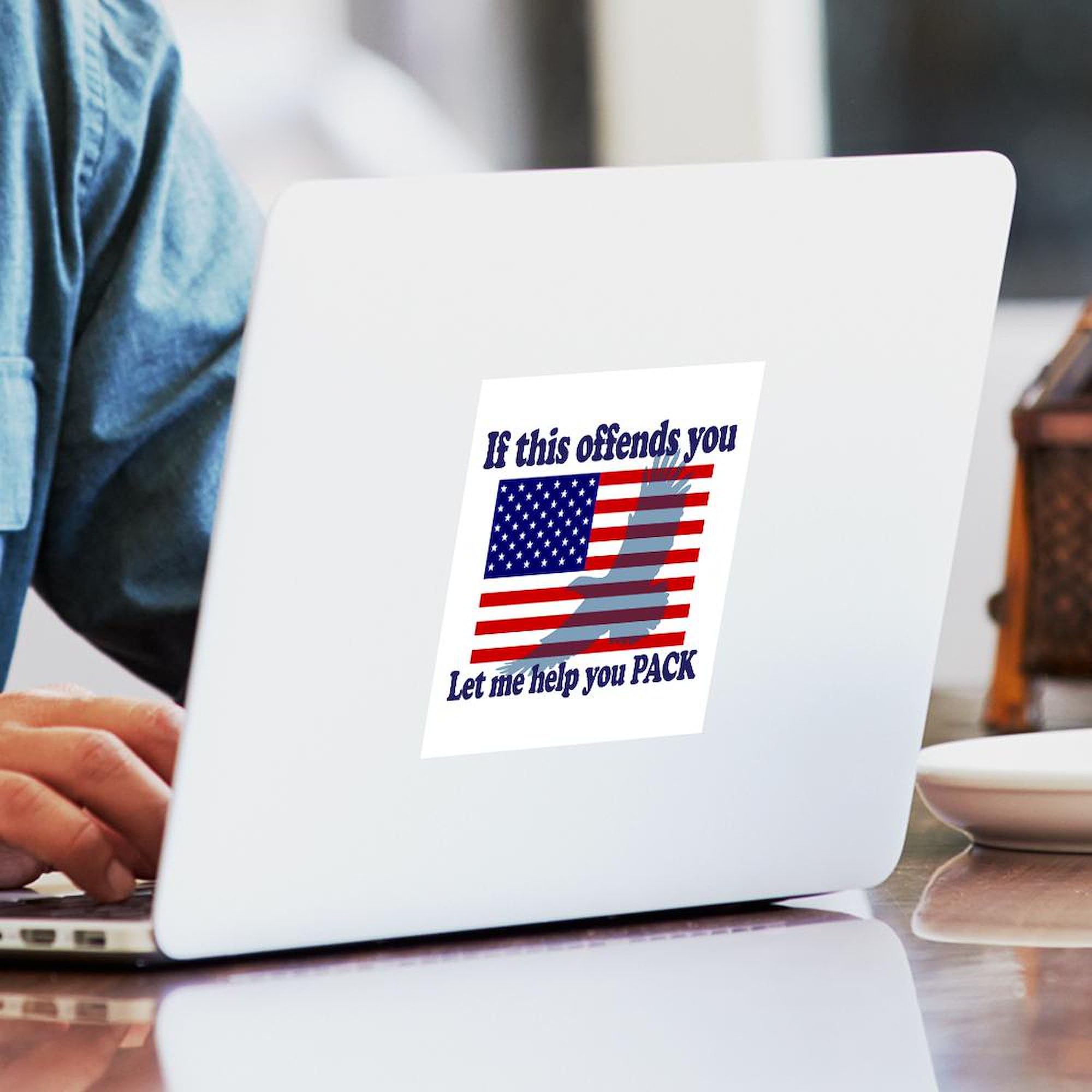 Patriotic Eagle Flag Square Sticker 3x3 Inch - American Pride Car Decal Bumper Sticker for Cars, Trucks, Laptops & Windows | Perfect for 4th of July, Veterans Day & Sporting Events
