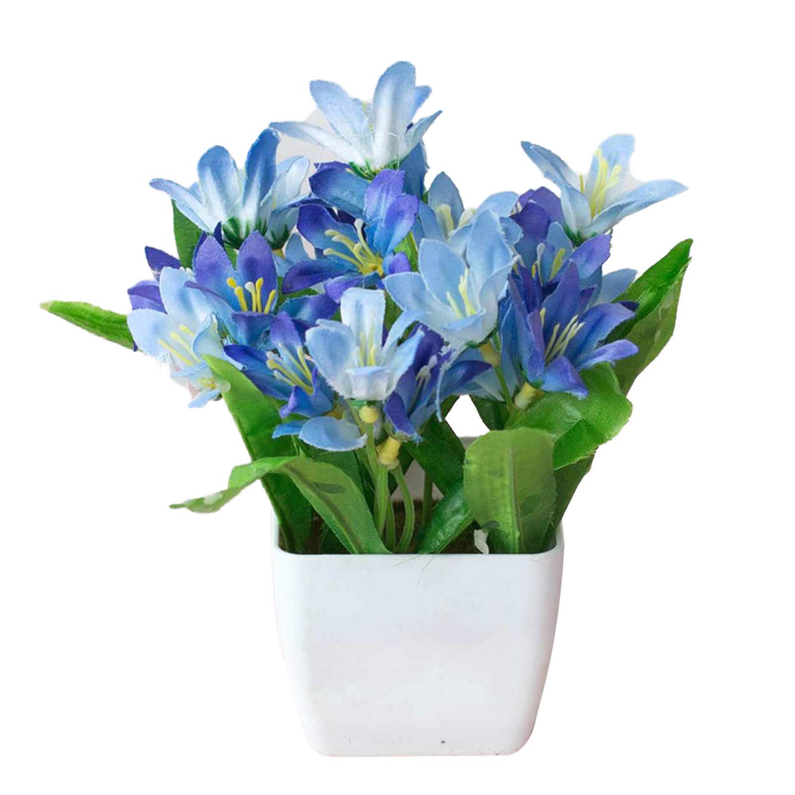 JENPECH Artificial Lily Flower Plant - UV Resistant Fake Outdoor Plants for Home, Garden, Office, Cafe, Wedding & Party Decor - Blue | Perfect for Indoor & Outdoor Bonsai Decoration
