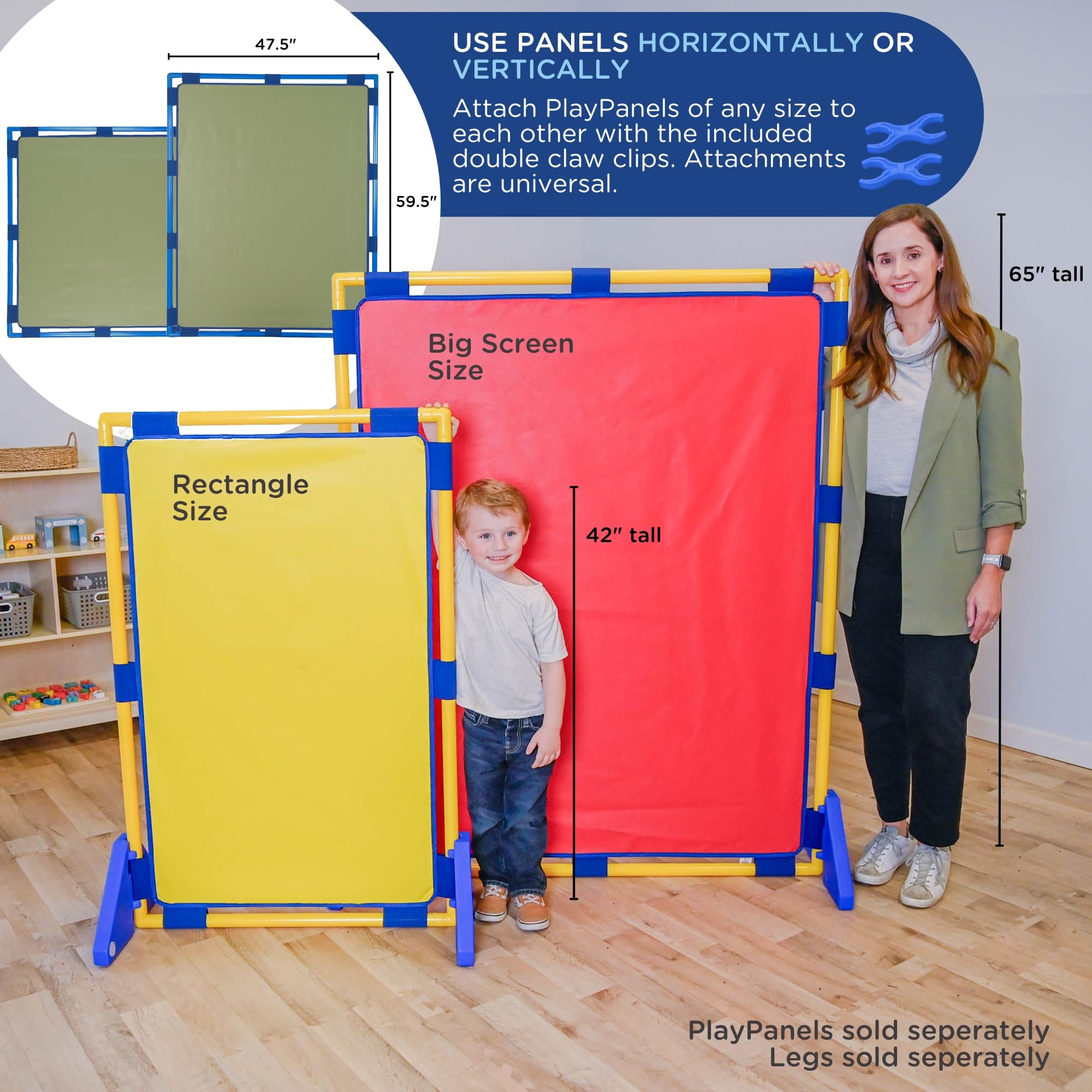 Children's Factory Big Screen PlayPanel - Kids Room Divider & Classroom Privacy Screen in Sage Green | Perfect for Daycare Centers, Preschools & Home Play Areas