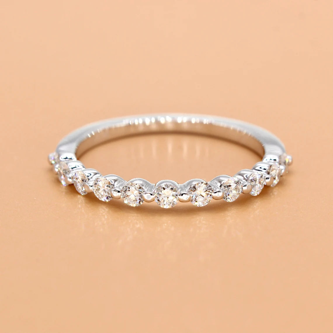 0.40 Carat Round Diamond Wedding Band - Delicate Floating Design Diamond Engagement Ring for Women - Perfect for Bridal, Anniversary, and Special Occasion Gifts