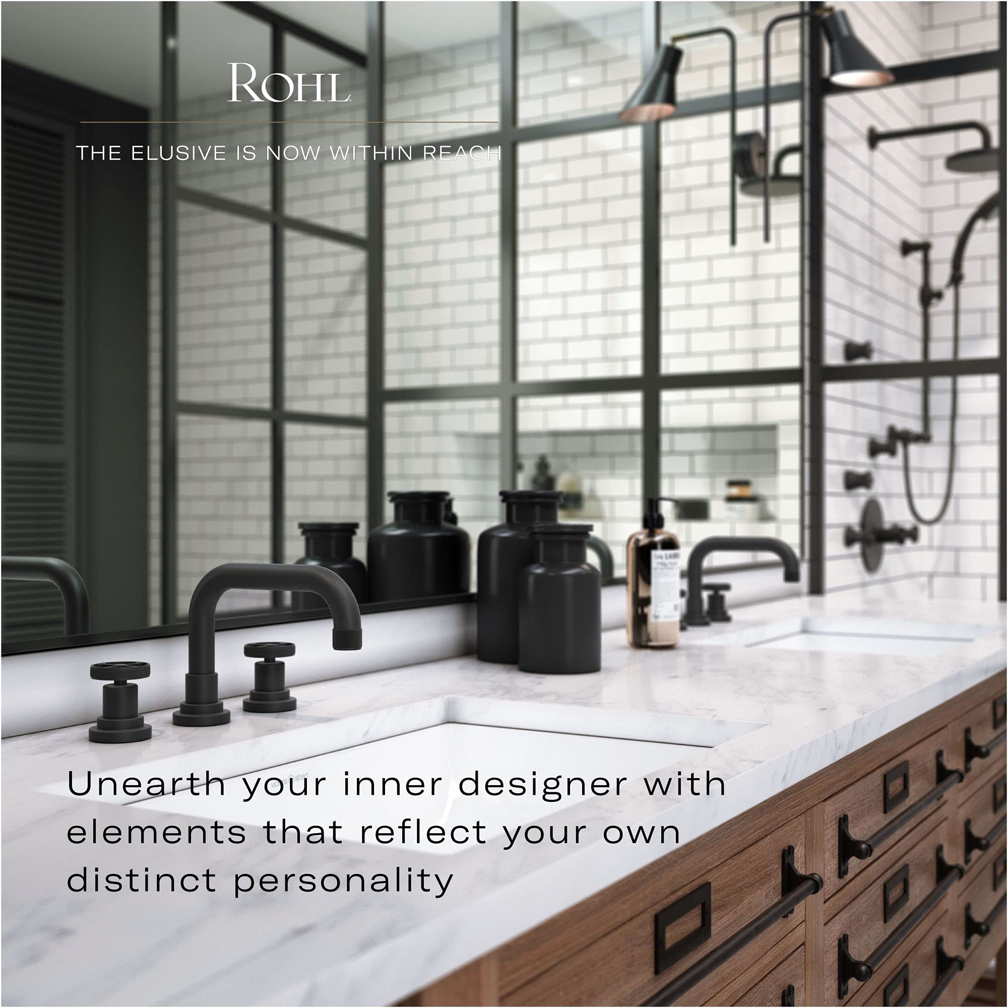 Rohl RTE25WTPMB Matte Black Bathroom Faucet & Hardware Set - Modern Matte Black Finish for Bathroom Sink, Vanity, and Shower - Perfect for Home Renovation & Luxury Bathroom Upgrades