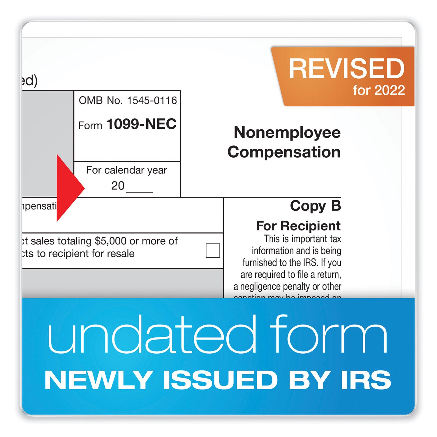 Adams® 1099 NEC & 1096 Tax Form Bundle - 2023 Fiscal Year - Inkjet/Laser Compatible - 5 Part Carbonless - 8.5