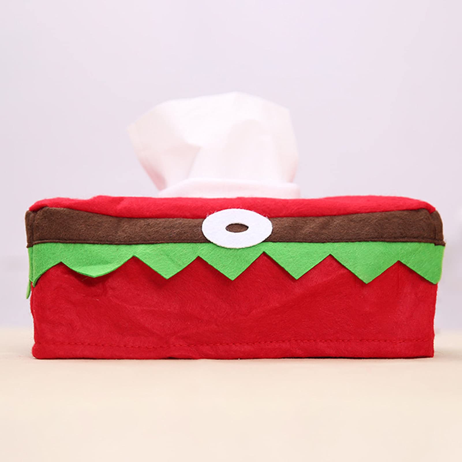 Christmas Tissue Box Cover - Foldable Elf Ornamental Tissue Box Holder for Holiday Home Decor (Red) | Perfect for Living Room, Bedroom & Christmas Party Decorations