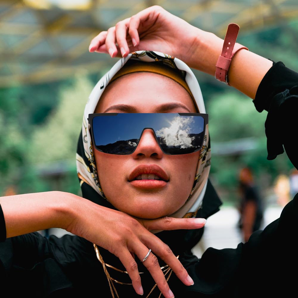 One Piece Anime Sunglasses for Women & Men - Rimless Oversized TR90 Frame, Polarized UV Protection Lenses - Perfect for Vacation, Cosplay, and Outdoor Activities