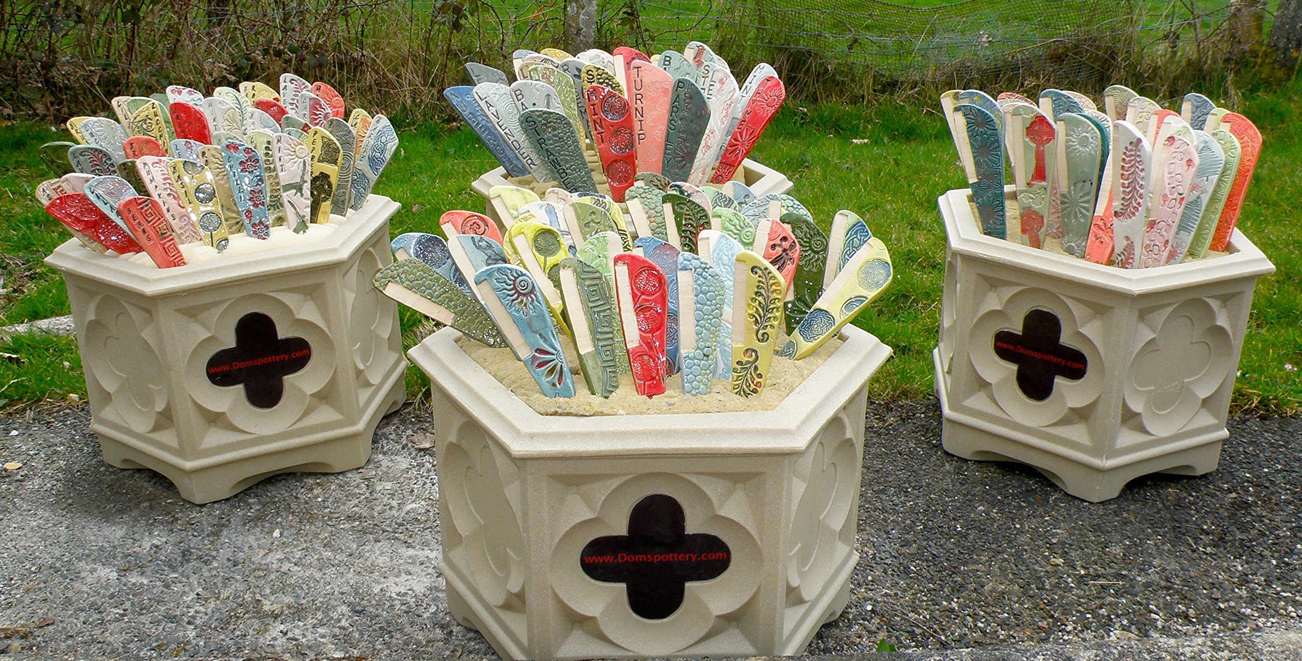 6 Large Blank Ceramic Garden Plant Markers - Handmade Herb & Veggie Markers - Weatherproof Plant Labels for Outdoor Gardening - Perfect for Herb Gardens, Vegetable Patches, and Flower Beds