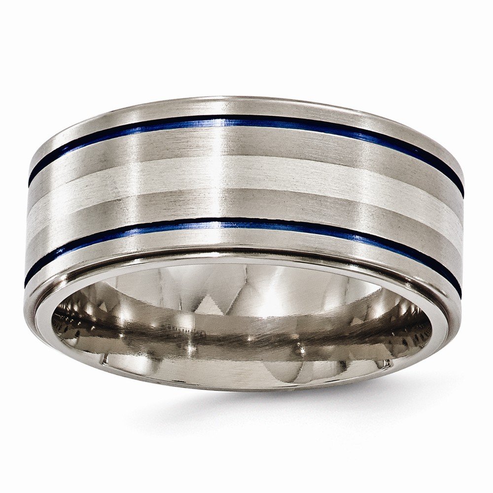 Titanium & Argentium 925 Sterling Silver Men's Wedding Band Ring - 10mm Plain Classic Design for Men - Perfect for Engagement, Anniversary & Everyday Wear