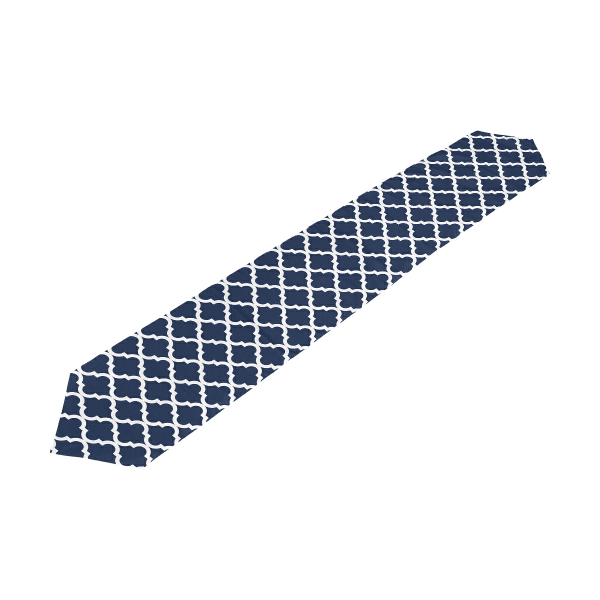 Navy Blue Geometric Lattice Table Runner - 70 Inch Elegant Baroque Dining & Coffee Table Decor for Wedding, Farmhouse, Kitchen | Perfect for Holiday Entertaining & Home Styling