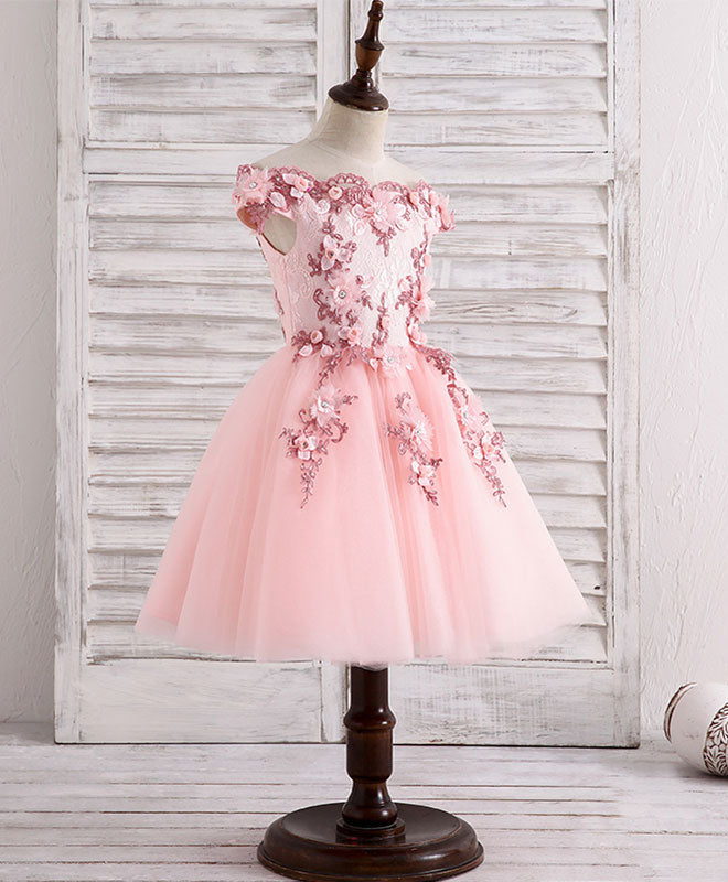 Pink Tulle Lace Applique Flower Girl Dress for Toddlers - Perfect for Weddings, Birthday Parties & Special Occasions