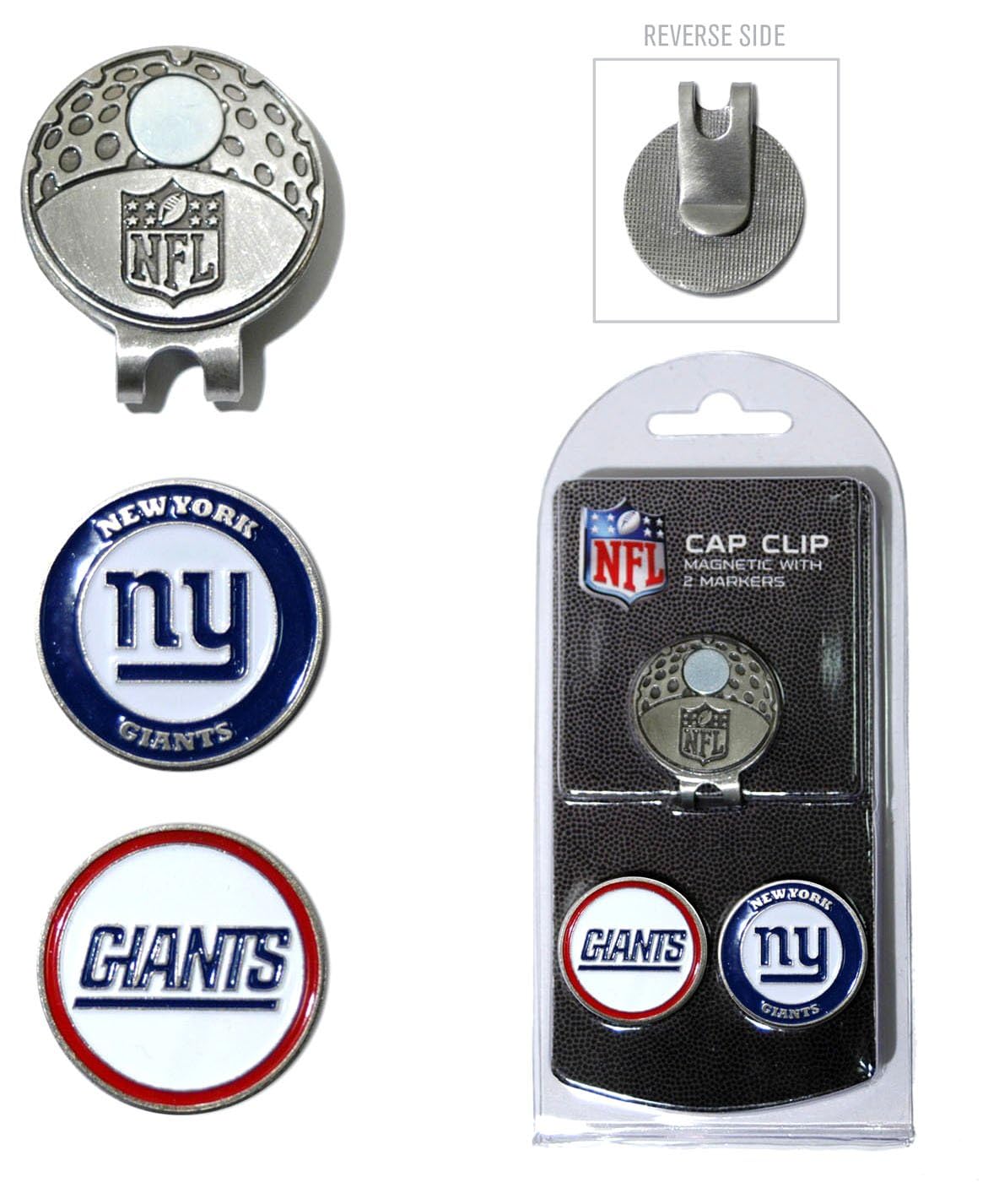 Team Golf NFL Golf Cap Clip with 2 Removable Double-Sided Enamel Magnetic Ball Markers - Easy Hat Attachment for Golfers & Sports Fans - Perfect for Golf Courses, Tailgating & Game Day Accessories
