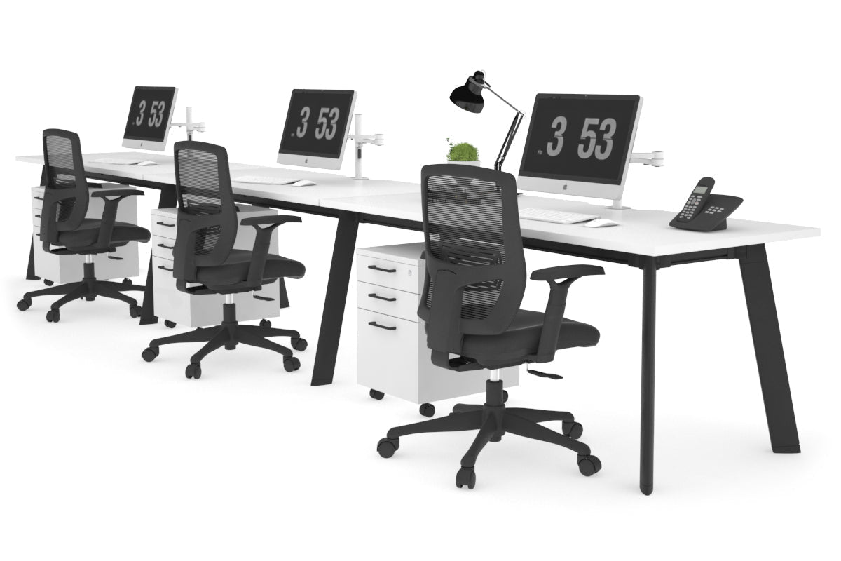 Switch 3-Person Office Workstation Desk - 1800L x 800W with Cable Management | Ideal for Collaborative Workspaces & Open Office Environments