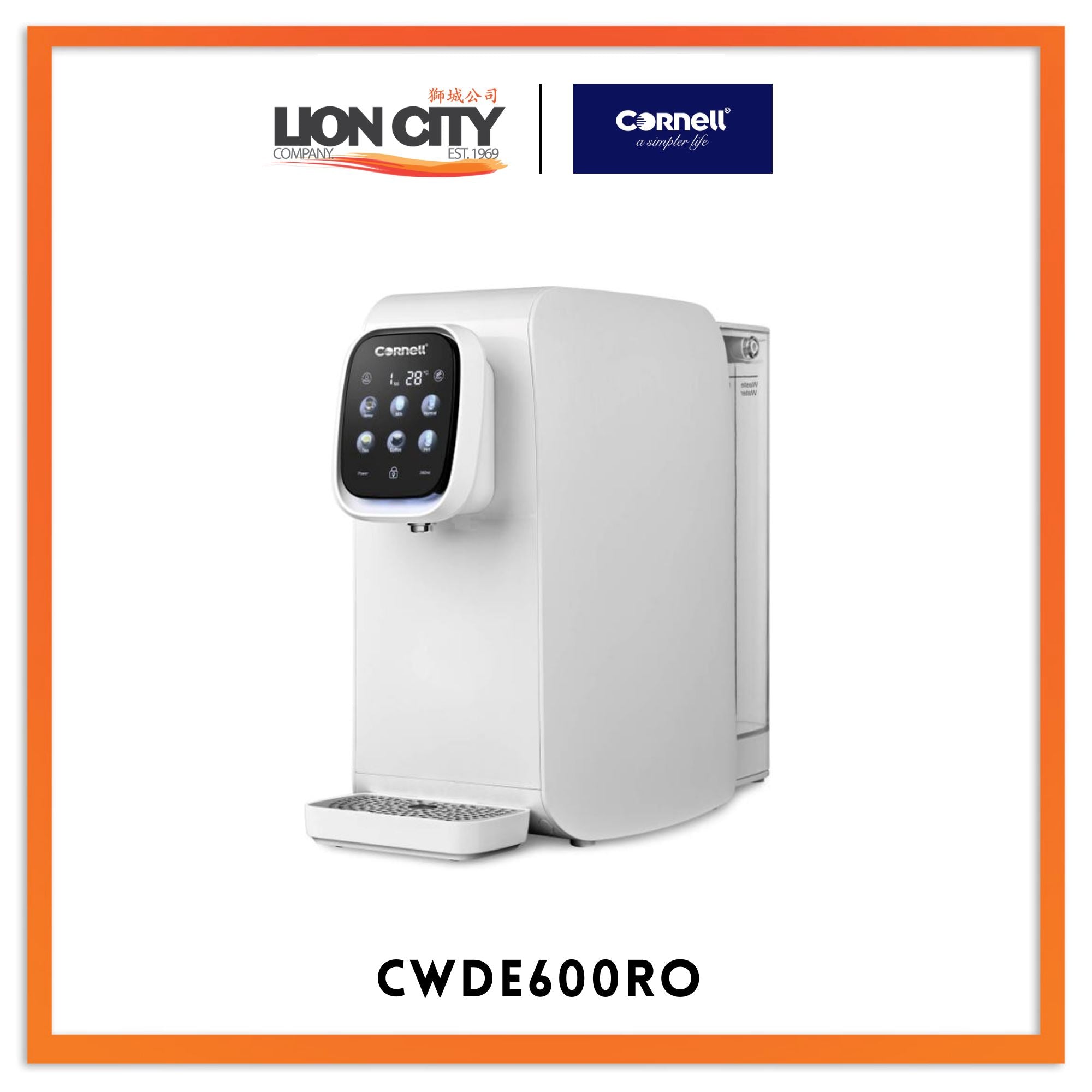 Cornell 6L Reverse Osmosis Water Purifier with Instant Hot & Cold Dispenser | Countertop RO Filter System for Home & Office | Perfect for Drinking, Cooking & Coffee Making