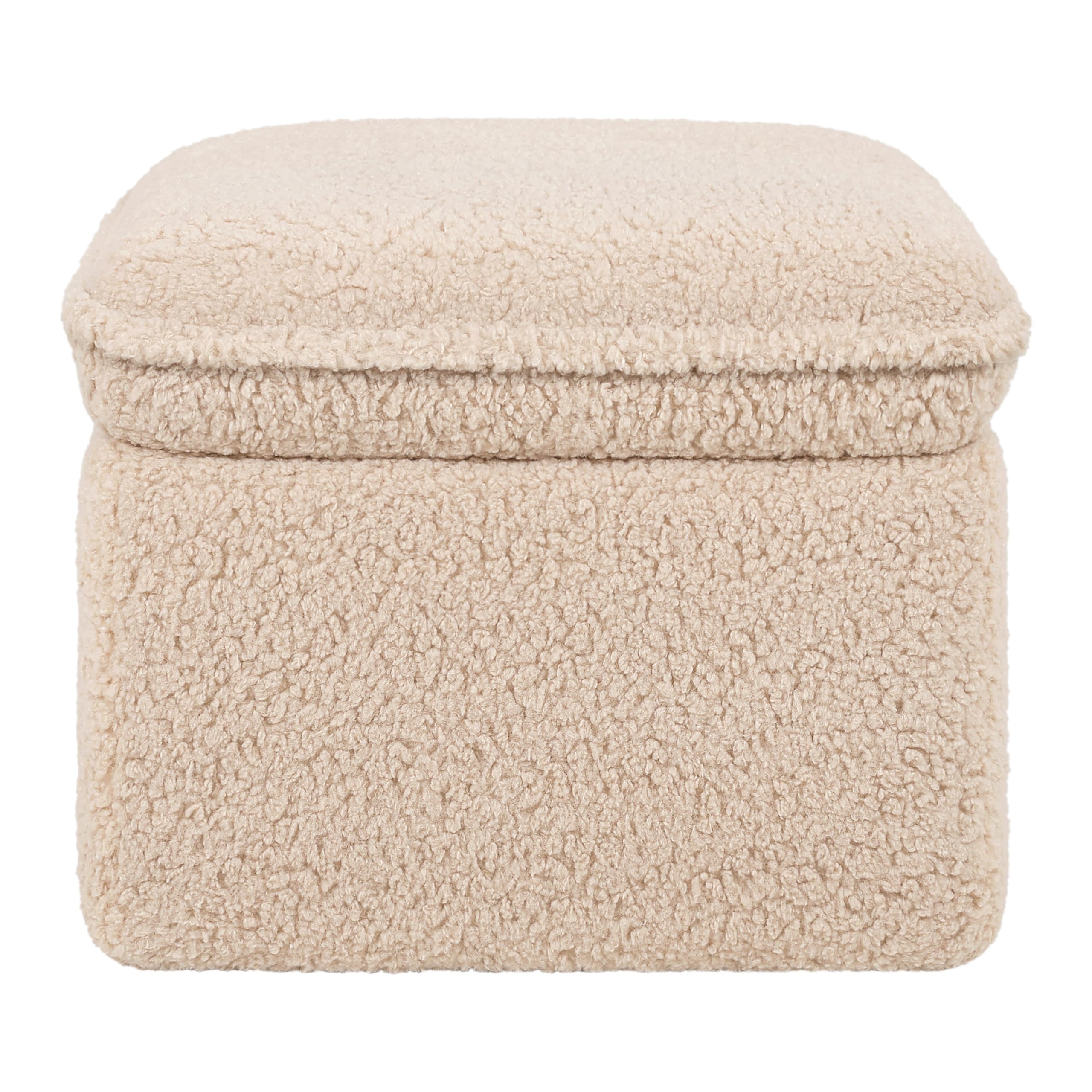 Babyletto Cali Storage Ottoman in Chai Shearling - Greenguard Gold Certified Nursery Furniture for Baby Room Organization & Playroom Seating