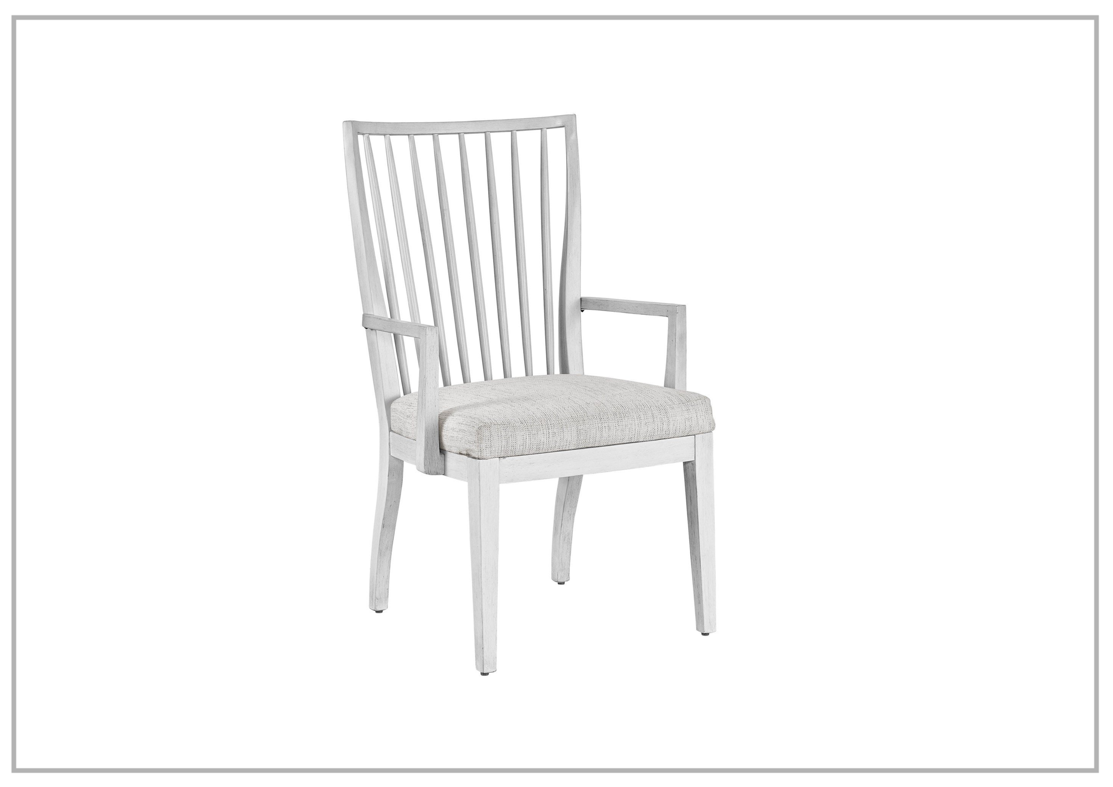 Modern Farmhouse Wooden Arm Chair - White Universal Furniture for Dining Room, Kitchen, or Living Room - Bowen Style Comfortable Seating