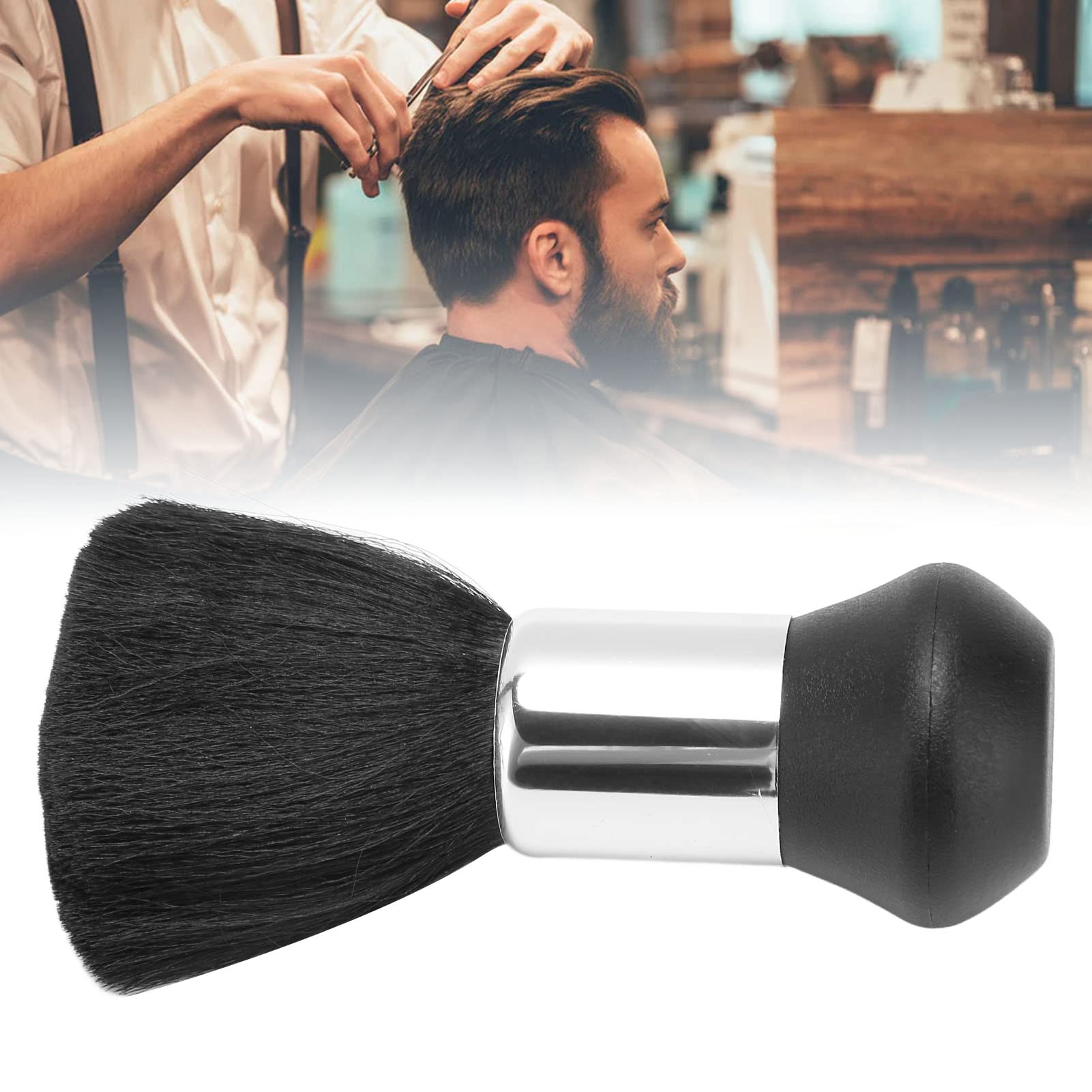 Professional Salon Neck Brush - Soft Nylon Hairdresser Brush for Face & Neck Cleaning | Black Barber Haircut Duster | Perfect for Salon Haircuts, Beard Trimming & Personal Grooming