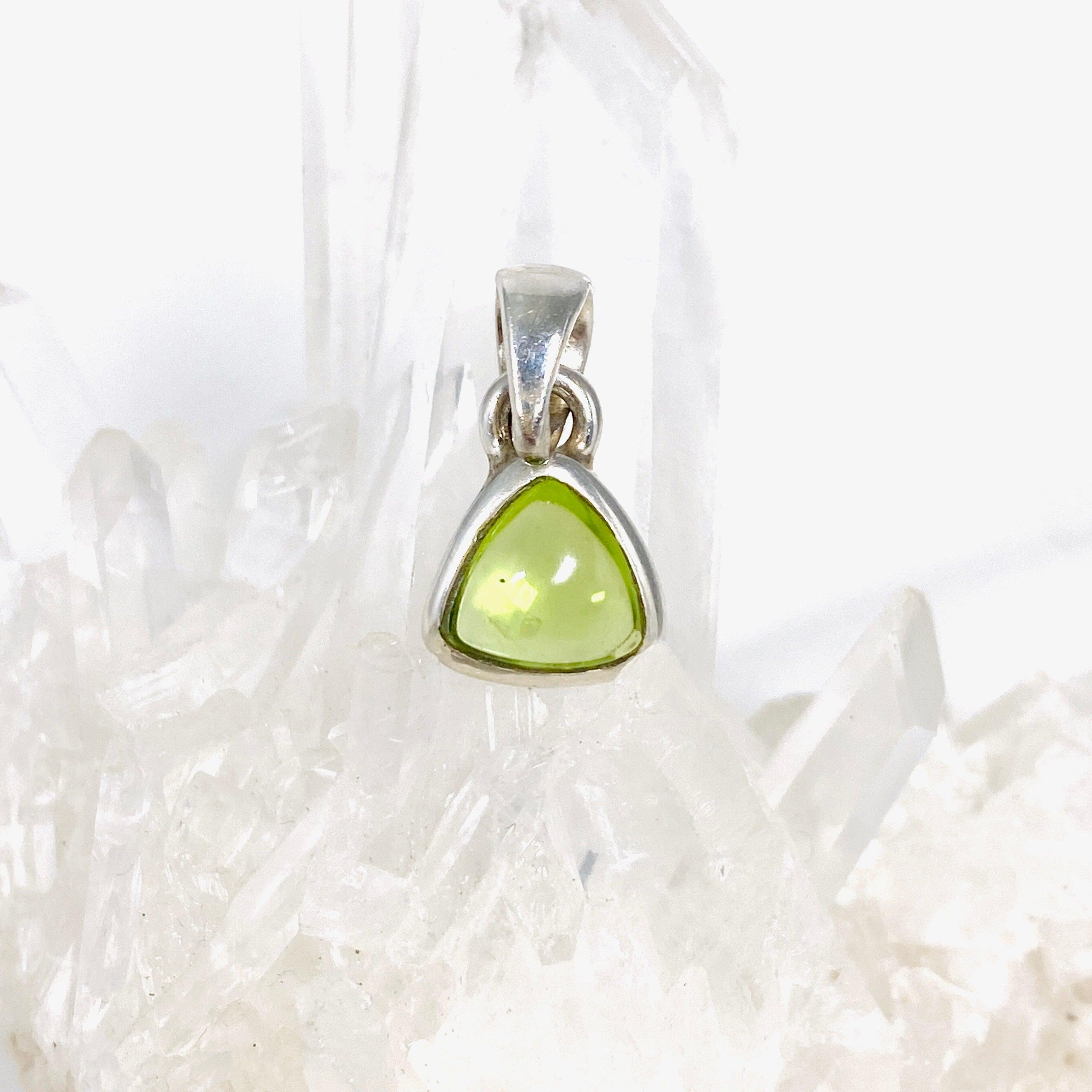 Natural Peridot Triangle Cabochon Pendant - Dainty Green Gemstone Jewelry for Women - Perfect for Everyday Wear & Special Occasions