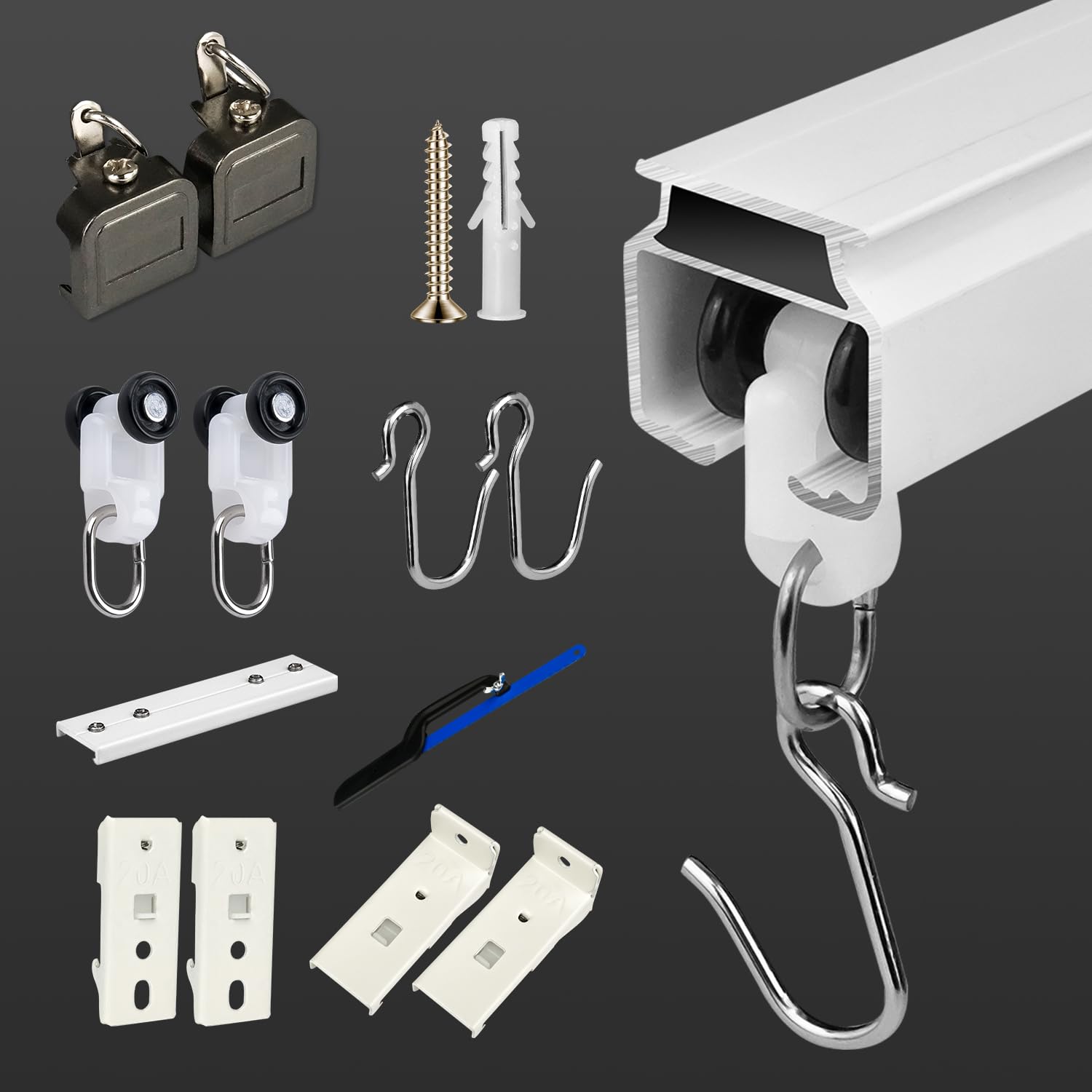 12.4FT Hospital Ceiling Curtain Track - Heavy Duty Sliding Rails with Hooks for Shower, RV, Room Divider & Privacy Screens | Wall Mount Drop Ceiling System for Medical Facilities, Campers & Home Use