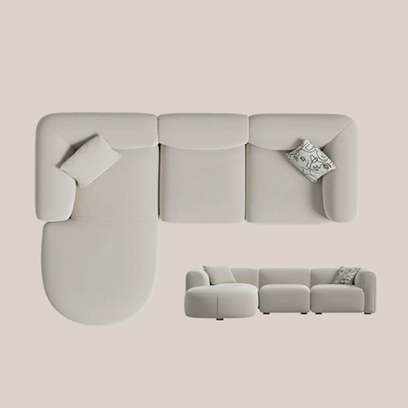 L-Shaped Cream Corner Sectional Sofa with Concealed Support - Modern Living Room Furniture for Parlor, Lounge & Family Room Comfort