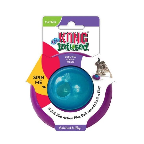 KONG Infused Gyro Treat Dispensing Cat Toy - Interactive Pet Toy for Indoor Cats, Fun Treat Dispenser for Playtime & Training - Perfect for Boredom Relief & Mental Stimulation