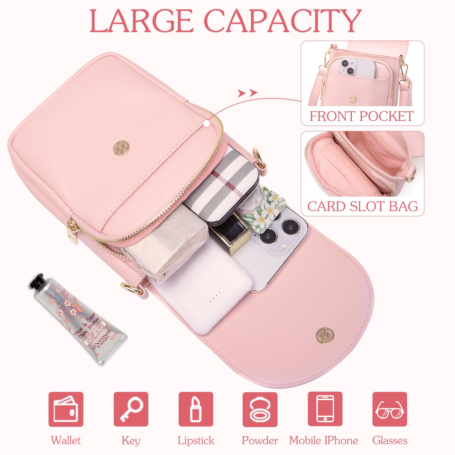 Stylish Leather Crossbody Purse for Teen Girls & Women - Small Initial Phone Bag with Triple Compartment - Perfect for School, Travel & Everyday Use