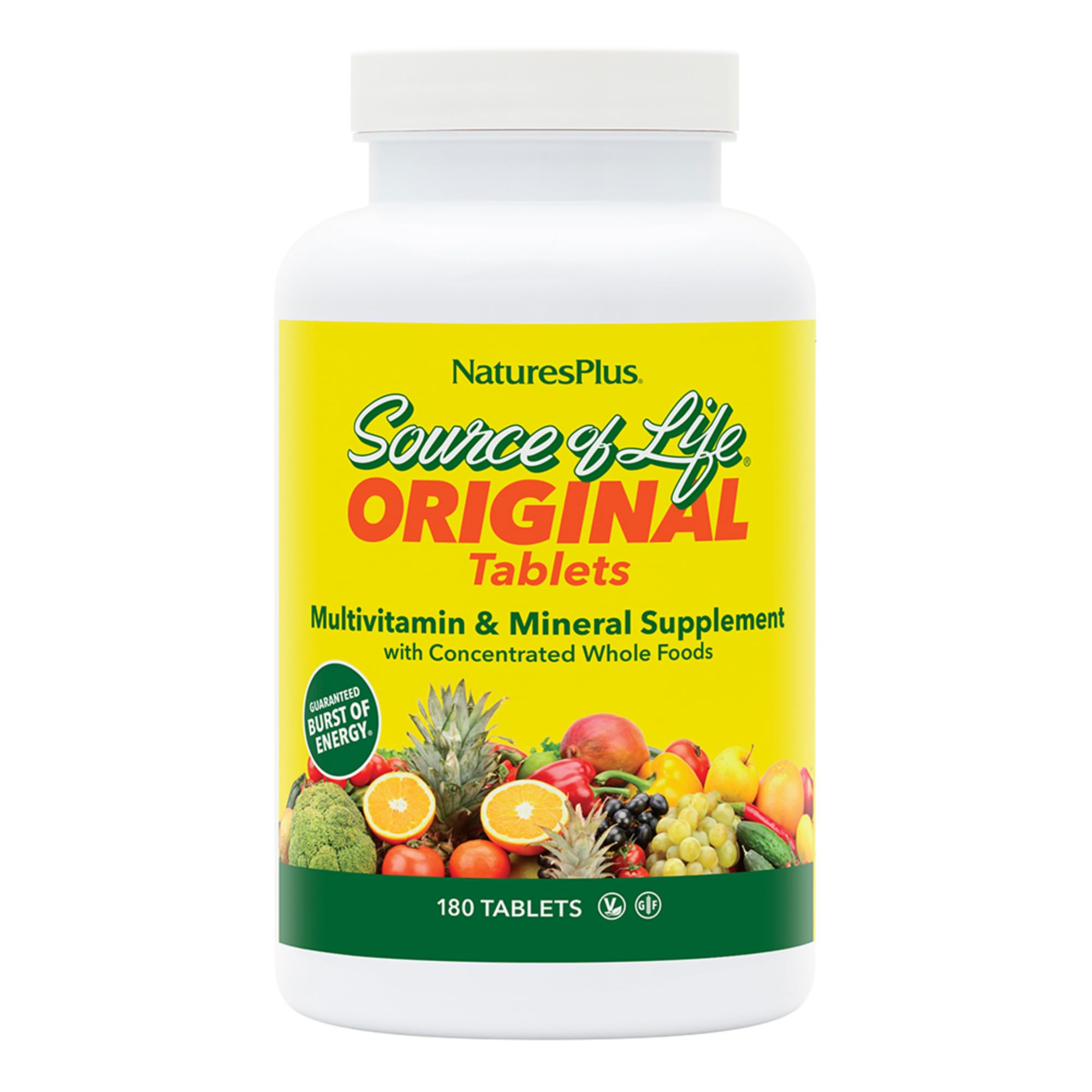 Natures Plus Source of Life Multivitamin - 180 Tablets (Pack of 3) | Complete Vitamin & Mineral Supplement for Natural Energy & Wellness | Gluten Free & Vegetarian Formula (540 Total Servings) | Ideal for Daily Health Support, Active Lifestyles & Immune System Boost