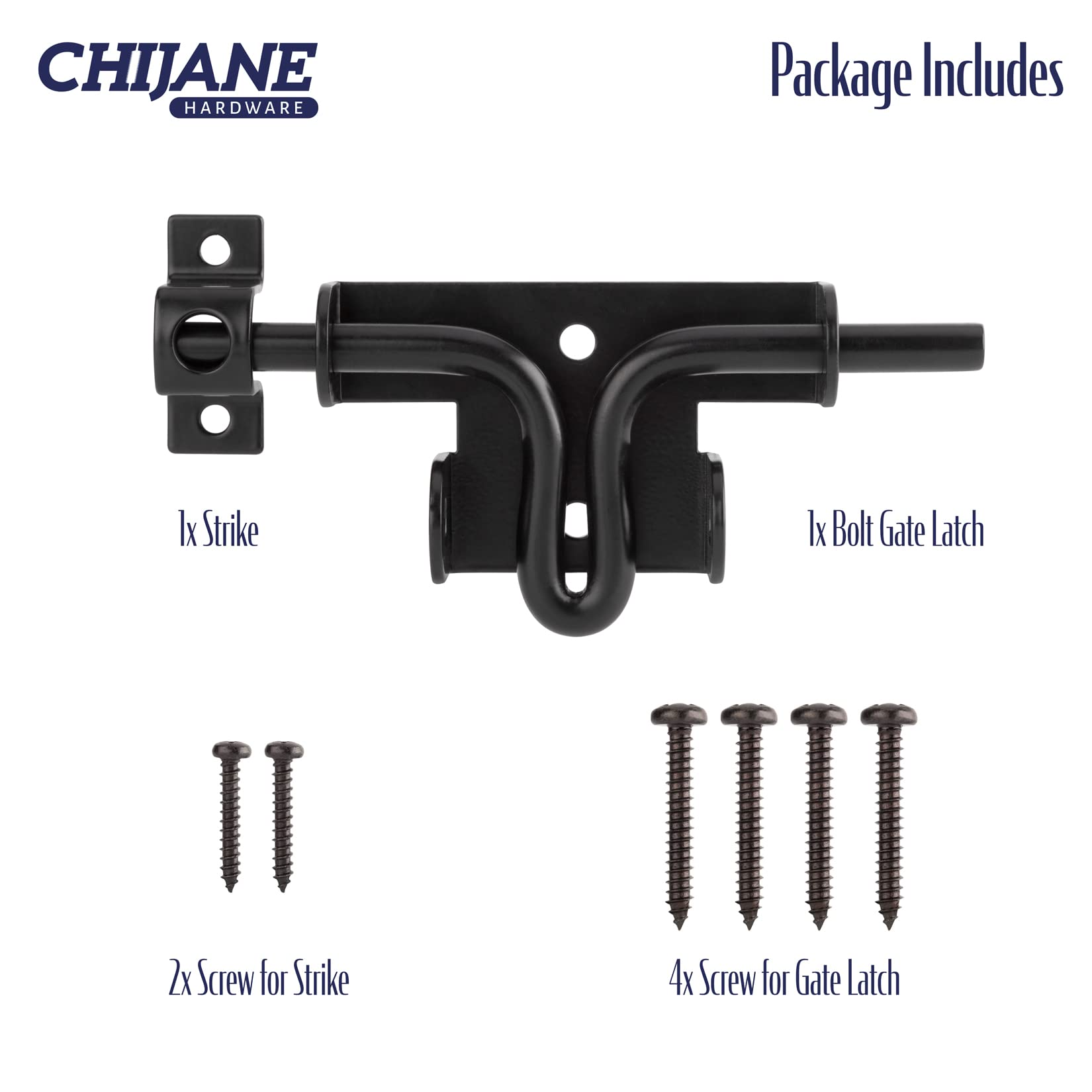 Heavy Duty Slide Bolt Gate Latch with Padlock Hole - Outdoor Sliding Door Lock for Wooden Fences, Barn Doors, Sheds & Garden Gates - Black Finish - Secure Your Backyard, Farm or Patio with Durable Gate Hardware