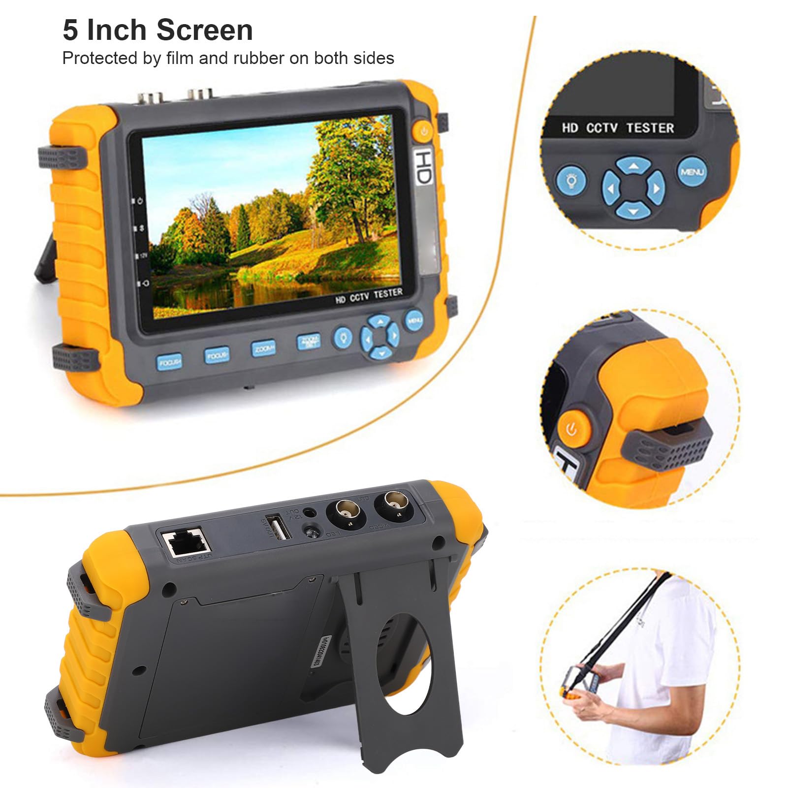 **DPOFIRS 5-Inch 4-in-1 CCTV IP Camera Tester Monitor - 8MP AHD/TVI/CVI/VGA/IP Camera Tester with UTP Cable Test, 1080P Video Tester - Ideal for Security System Installation & Maintenance (Model: DPOFIRS9BN72GZUI1)**
