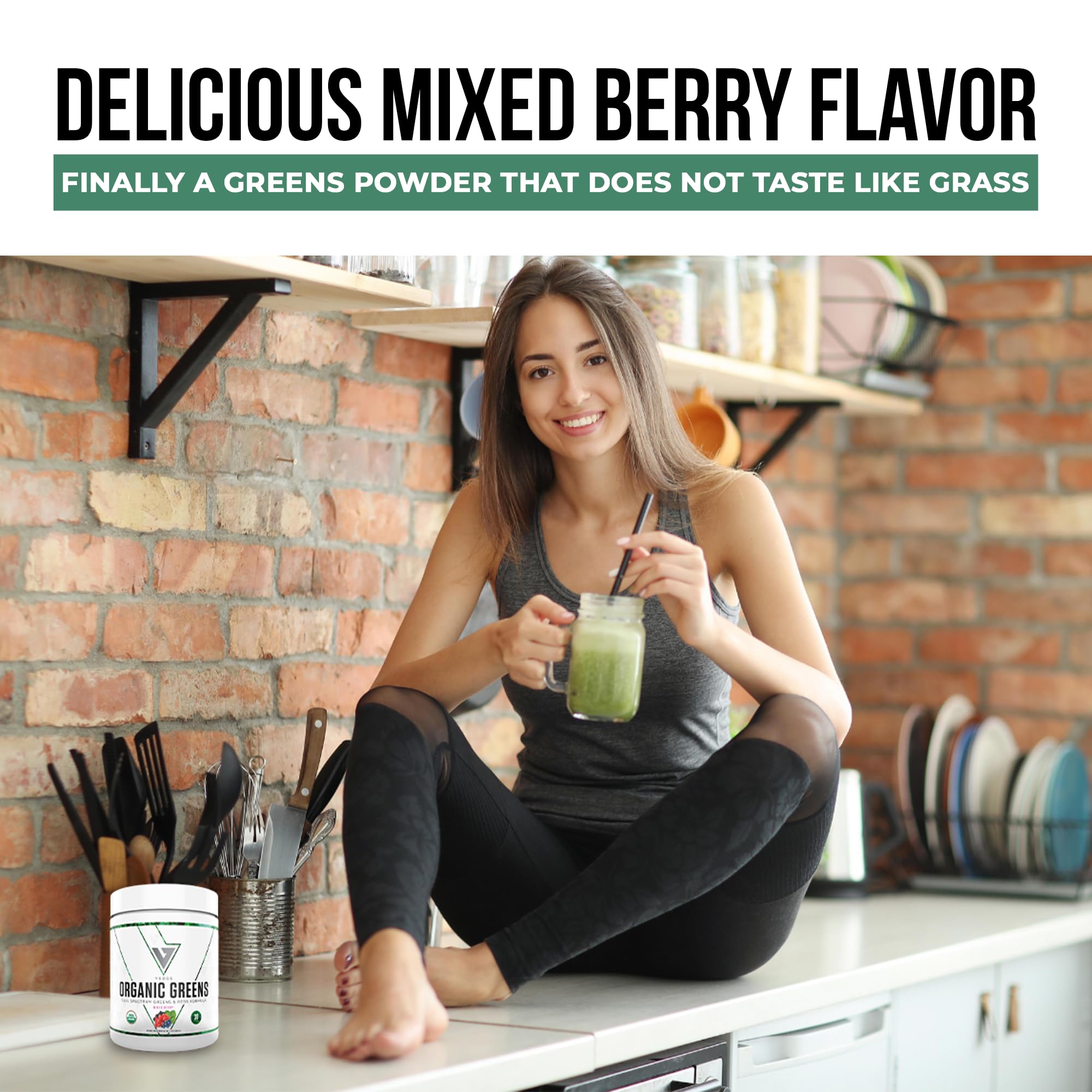 Organic Greens Superfood Powder by Vedge Nutrition - Vegan, Plant-Based Drink Mix for Energy, Antioxidants & Recovery - Full Spectrum Greens Supplement for Athletes & Active Lifestyles - Mixed Berry Flavor (30 Servings) - Perfect for Post-Workout Recovery & Daily Nutrition Boost