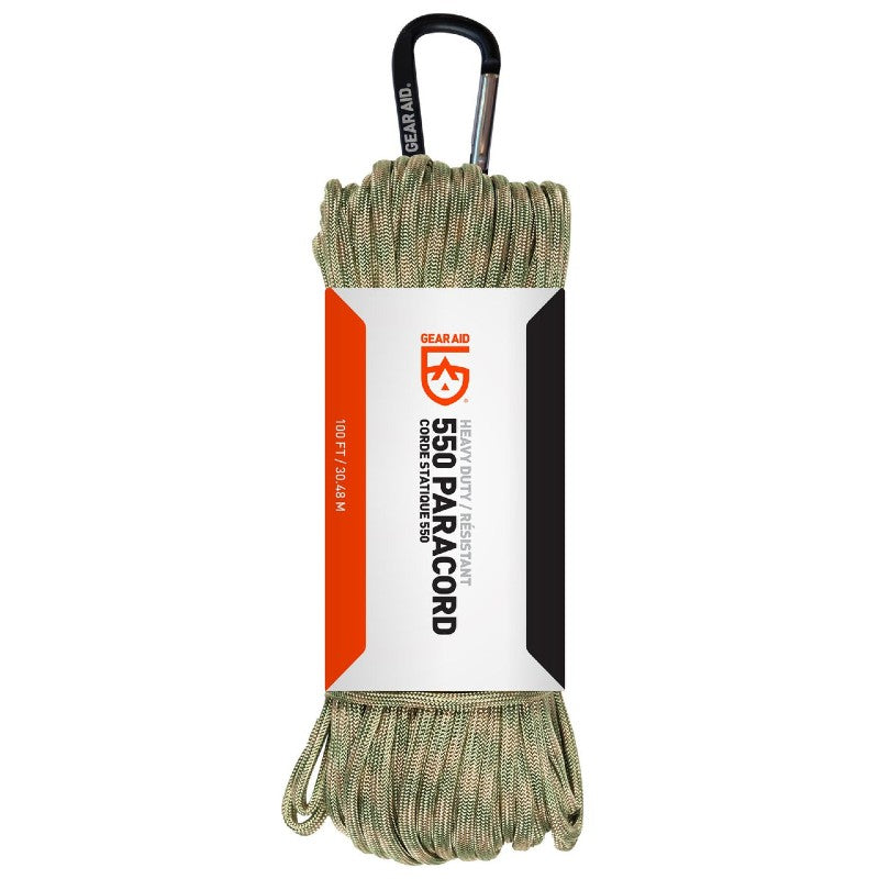 Gear Aid 550 Paracord Rope - 100 Feet Military Grade Paracord for Survival, Camping, Hiking & Emergency Preparedness | Strong Nylon Cord for Outdoor Gear, DIY Projects & Bushcraft