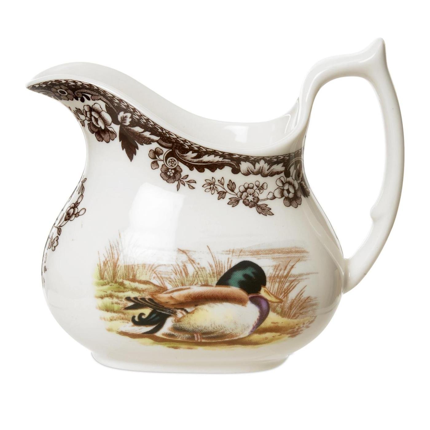 Spode Woodland Creamer with Mallard Motif | 8 Oz Porcelain Cream Pitcher for Coffee, Tea, Milk & Kitchen Use | Microwave & Dishwasher Safe Small Pitcher | Perfect for Breakfast, Afternoon Tea & Entertaining