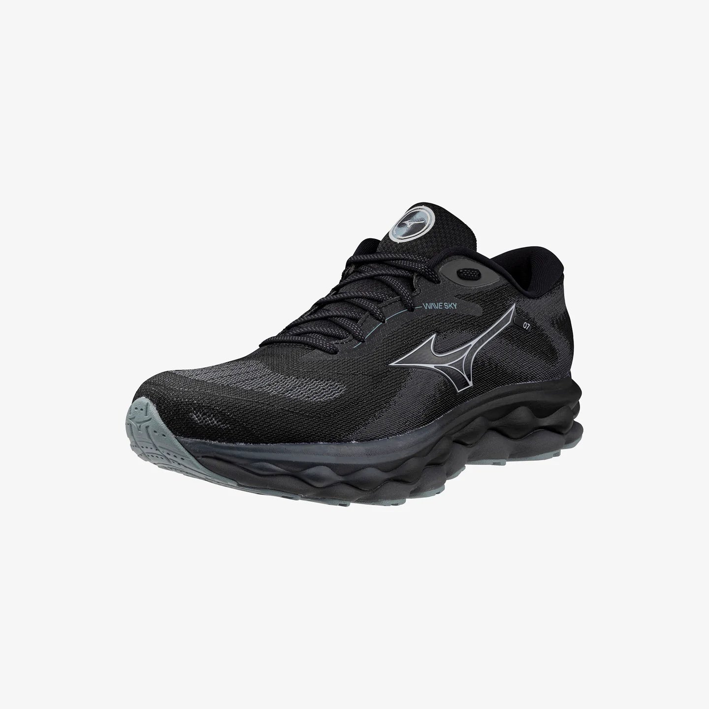 Mizuno Wave Sky 7 Running Shoes for Men - Wide 2E Size - Black/Nickel/Ebony | Comfortable Cushioned Sneakers for Jogging, Training & Marathon Running