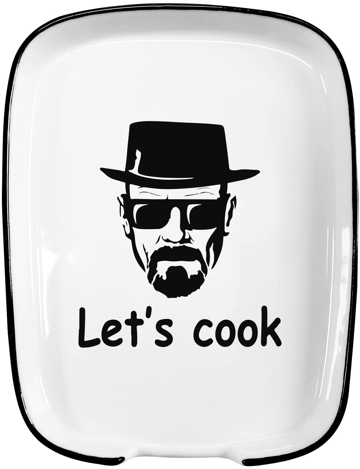 Funny Ceramic Spoon Rest for Kitchen - Let's Cook White Spoon Holder for Stove Top & Counter - Modern Farmhouse Decor for Chefs & Home Cooking Enthusiasts - Perfect for Cooking, Serving & Kitchen Organization