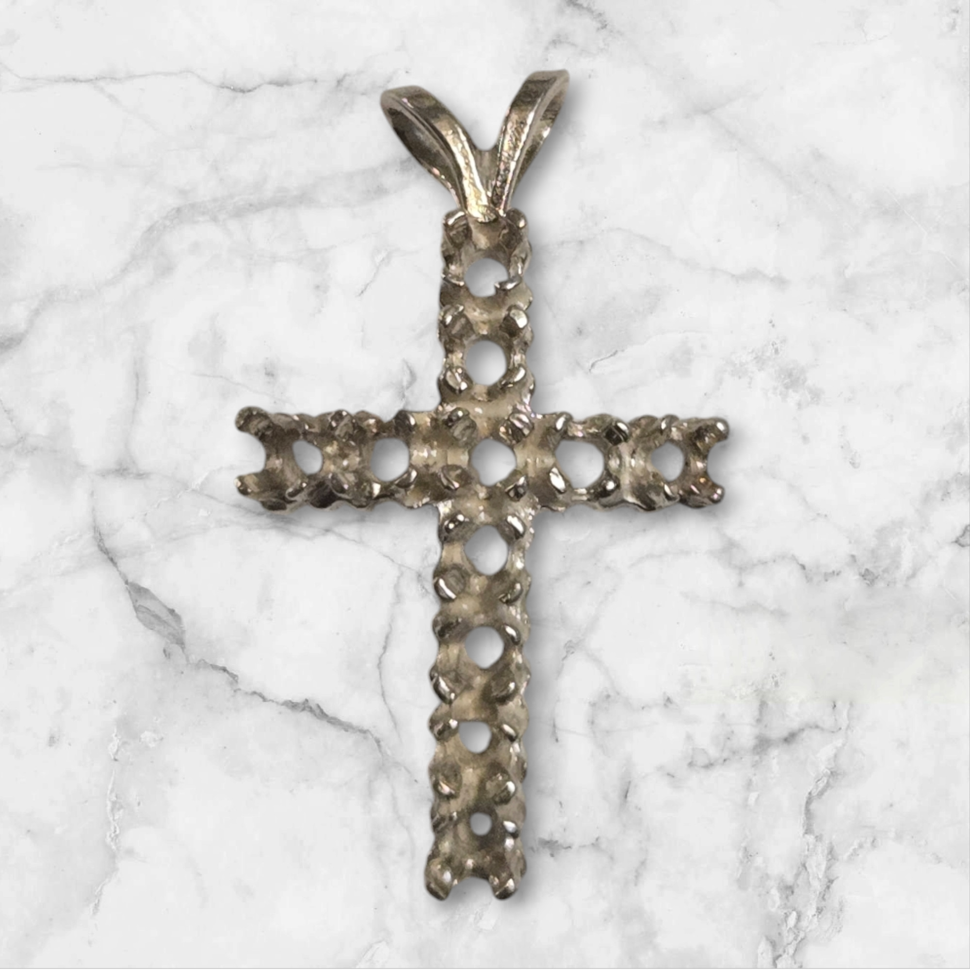 Solid Sterling Silver or 14kt Gold 11 Stone Round Cross Pendant Setting - Handmade in USA | Perfect for Religious Jewelry, Gifts & Everyday Wear