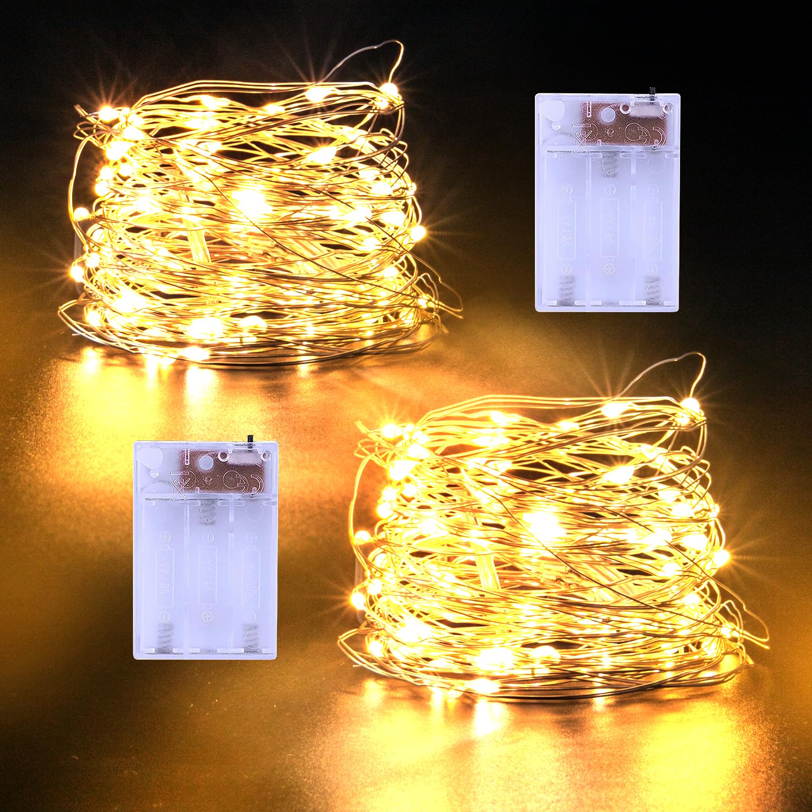 2-Pack 33FT 100 LED Fairy String Lights Battery Operated - Waterproof Twinkle Lights for Bedroom, Dorm, Patio, Garden & Christmas Decor | Indoor Outdoor Party Lights for Weddings, Backyard, Tapestry & Holiday Decorations