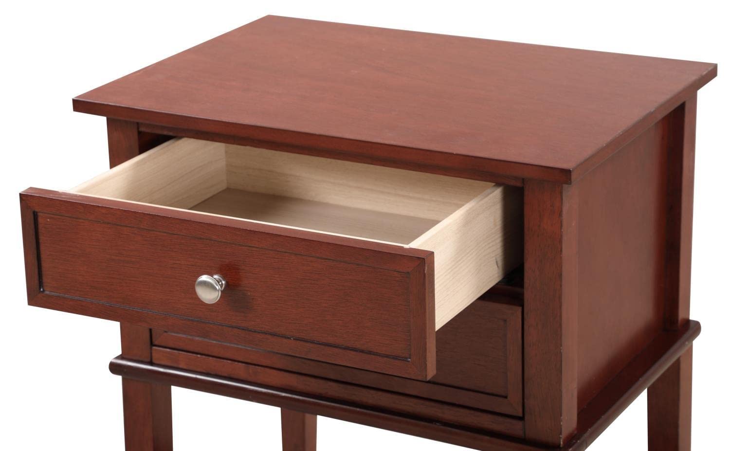 Newton 2-Drawer Cherry Wood Nightstand with Storage, Modern Bedside Table for Bedroom - Perfect for Small Spaces & Apartment Living